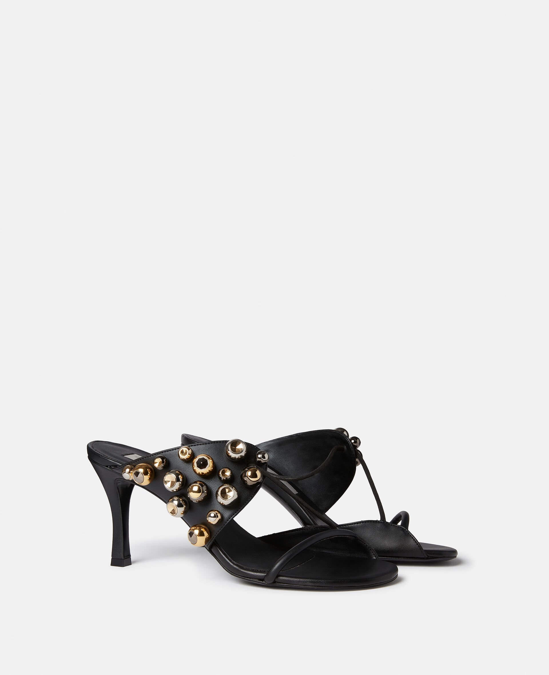 Stella 100 Lace-Up Stud Mules-Black-large image number 1