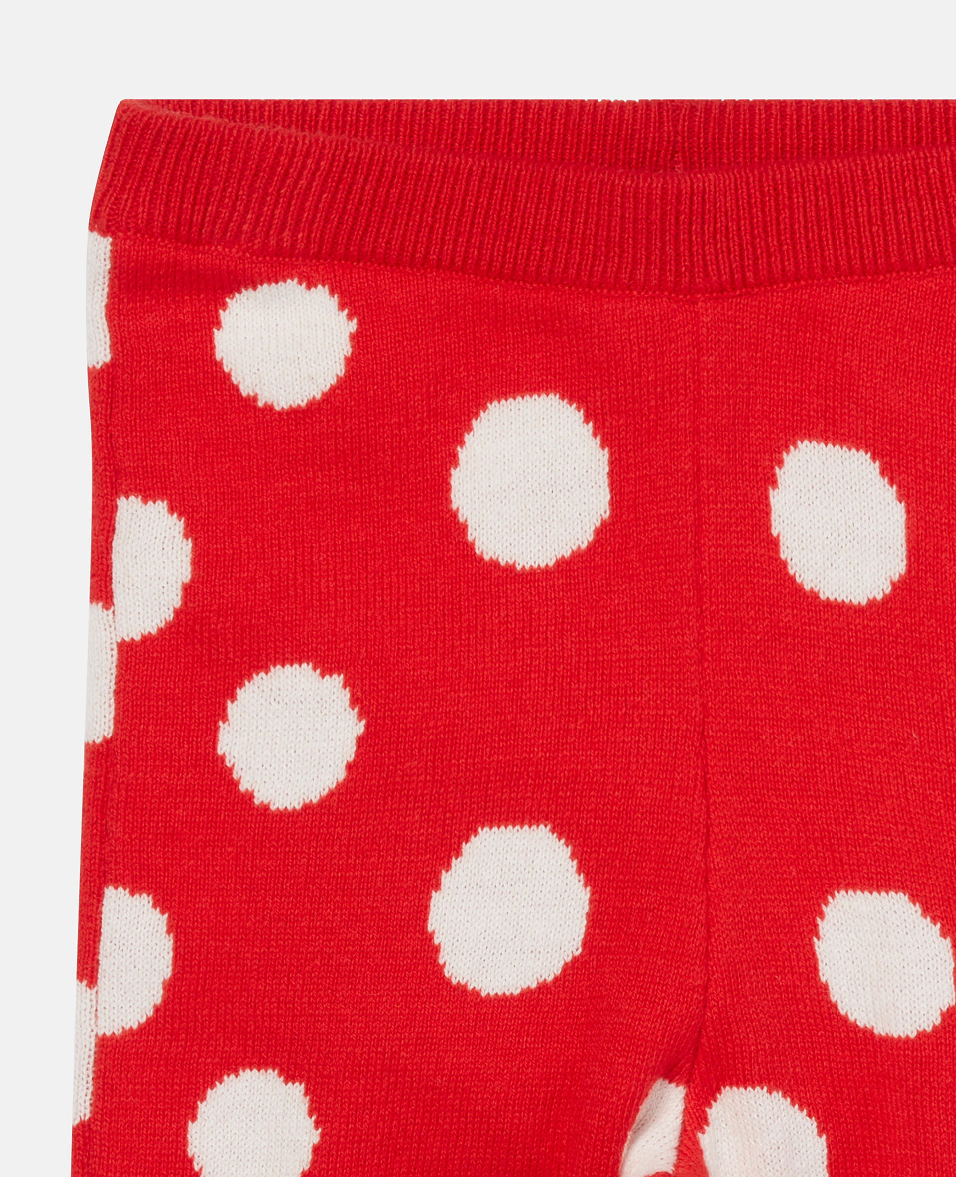 Knitted Mushroom Dot Print Footed Leggings-Red-large image number 1