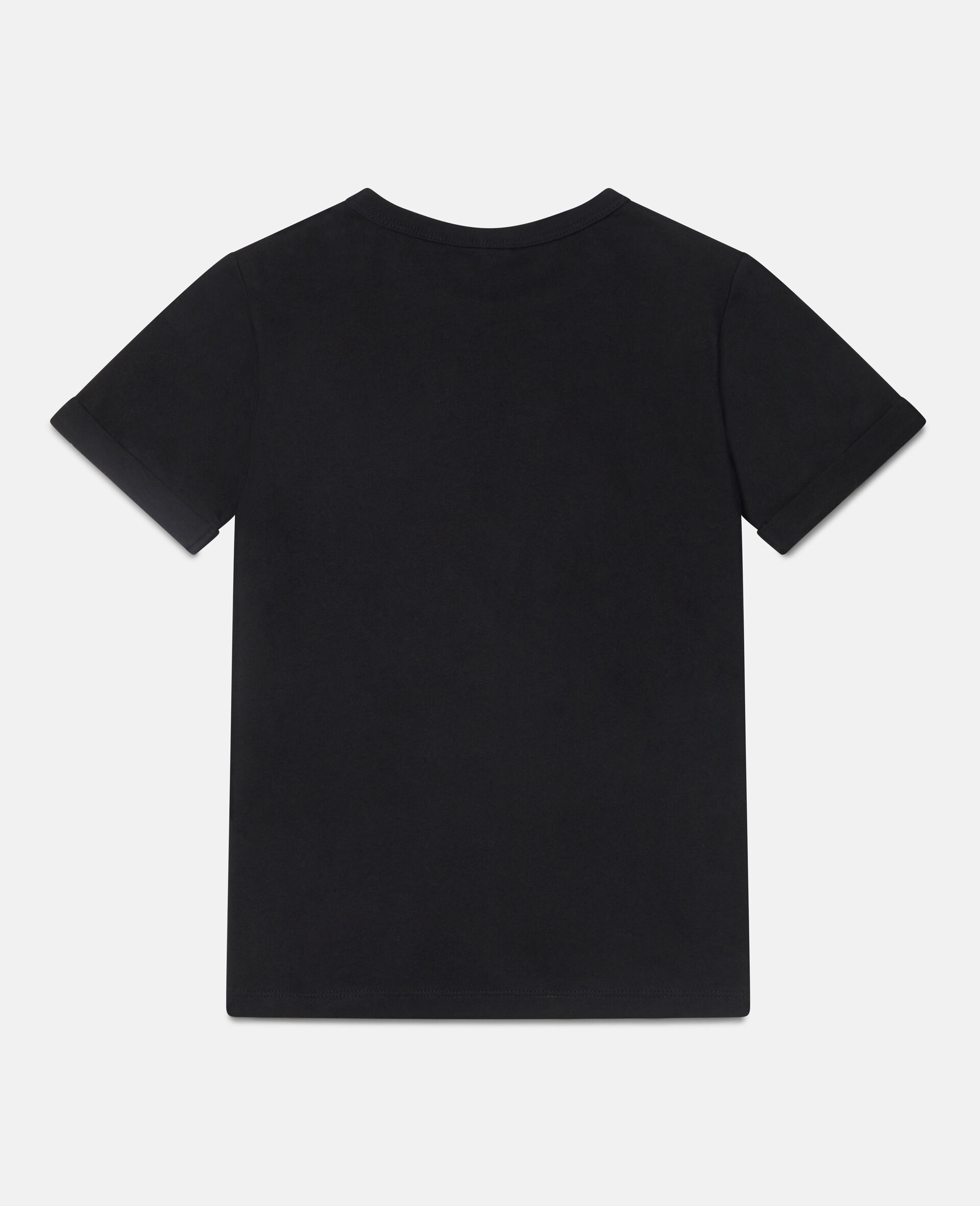 Glitter Sticker Cotton T‐Shirt-Black-large image number 2