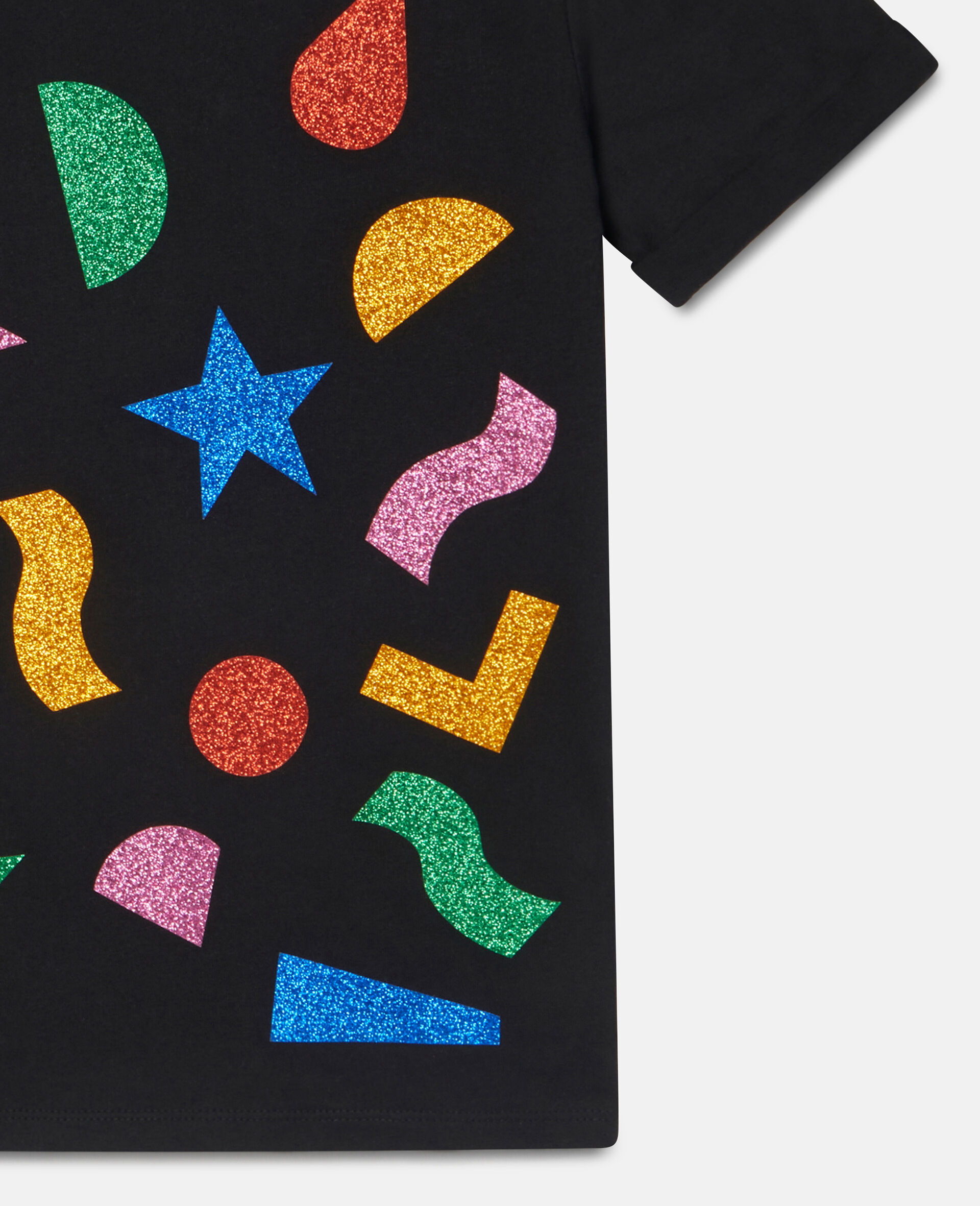 Glitter Sticker Cotton T‐Shirt-Black-large image number 1