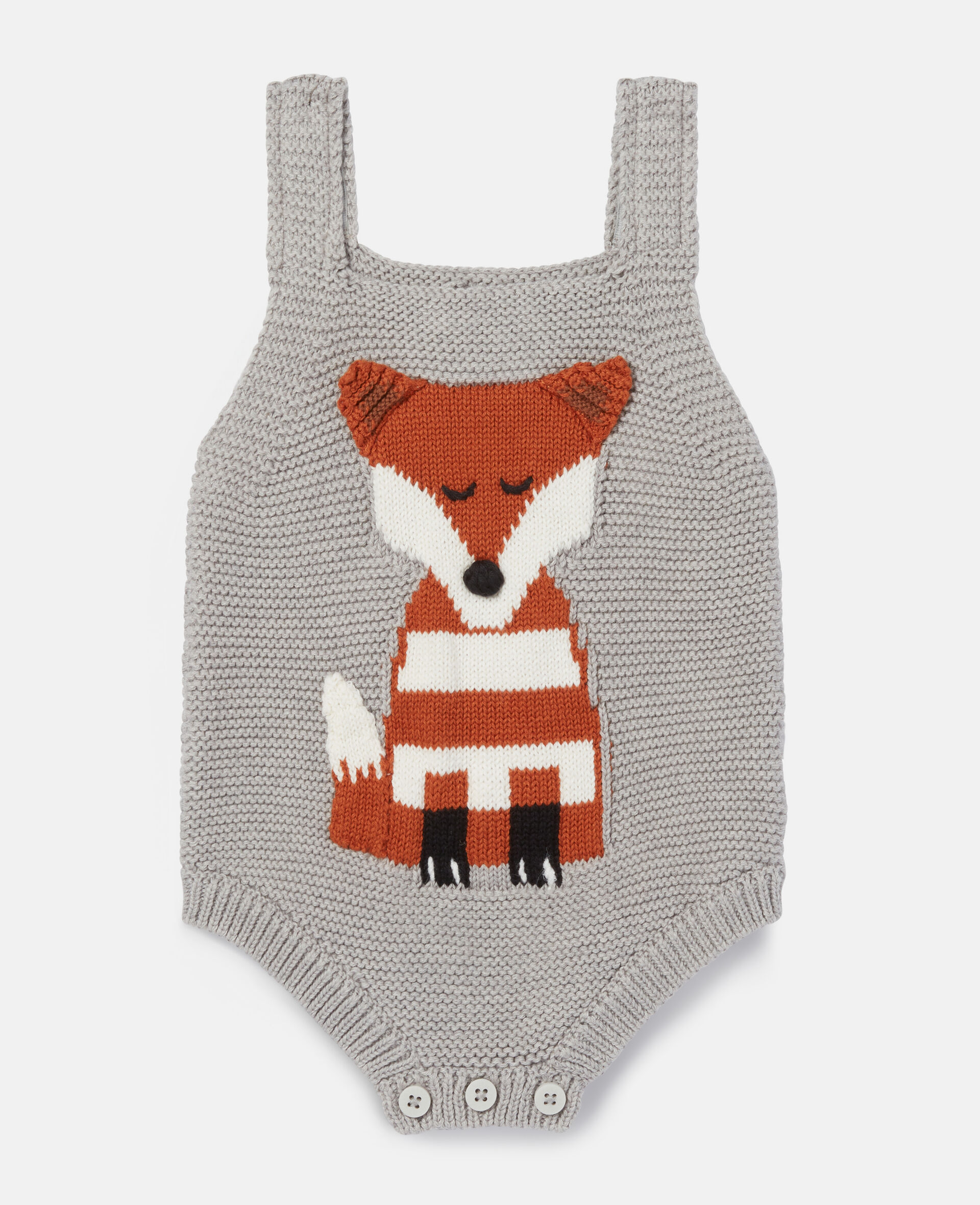Knit Fox Bodysuit-Grey-large image number 0