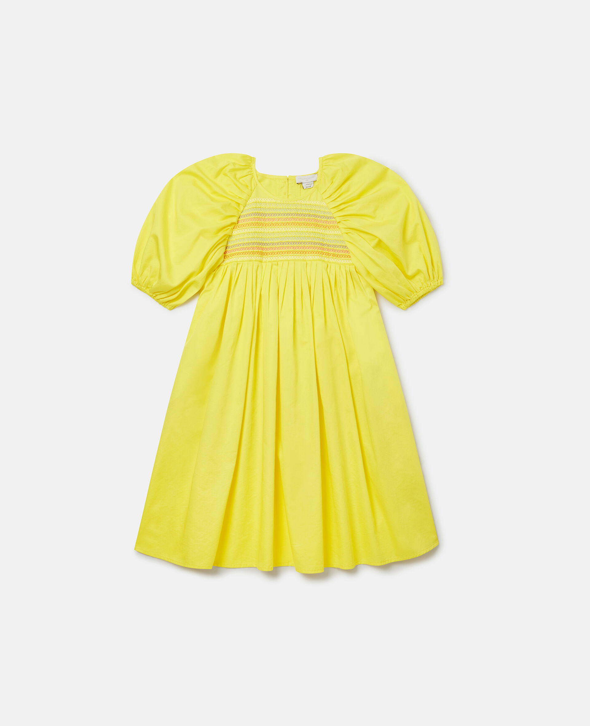 Flower Line Embroidery Smock Dress-Yellow-large image number 0