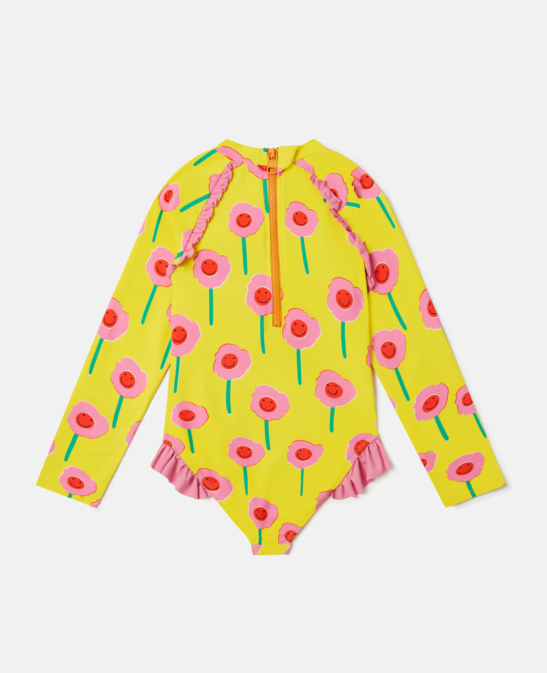 グラフィックフラワープリント フリル ロングスリーブ スイムスーツ-マルチカラー-large image number 0