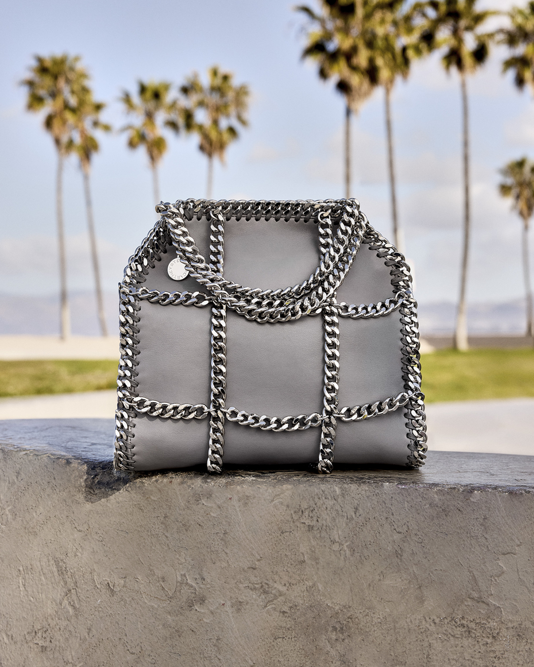 Limited-Edition Falabella Chain Cage Mini Tote Bag-Grey-medium Limited-Edition Falabella Chain Cage Mini Tote Bag-Grey-medium