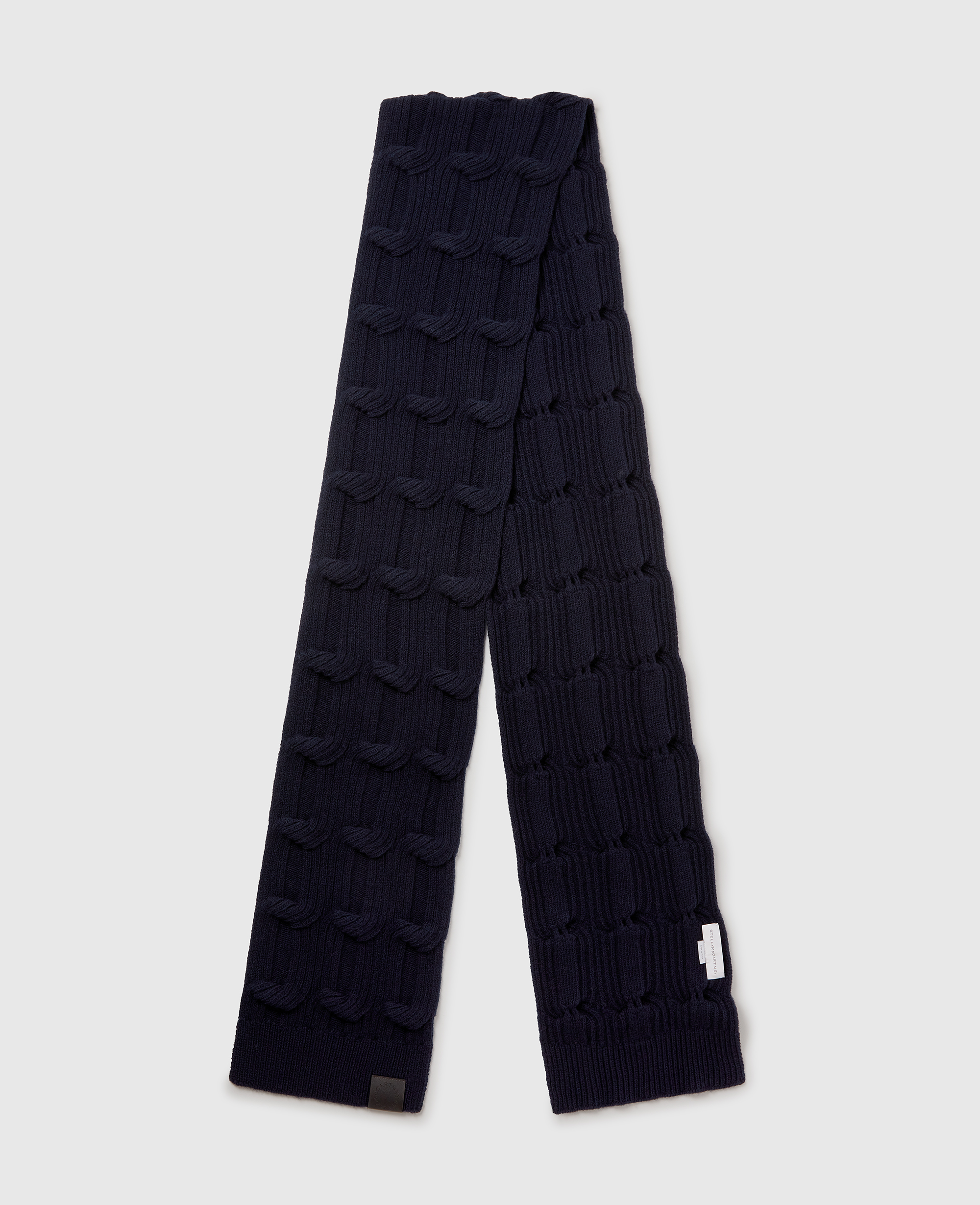Stella Mccartney Falabella Cable-knit Scarf In Blue
