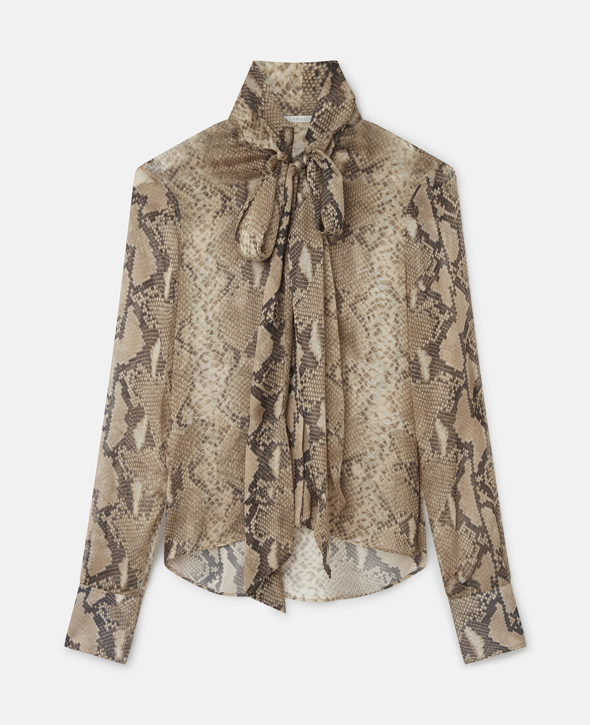 Stella Mccartney Python Print Silk Chiffon Pussybow Shirt