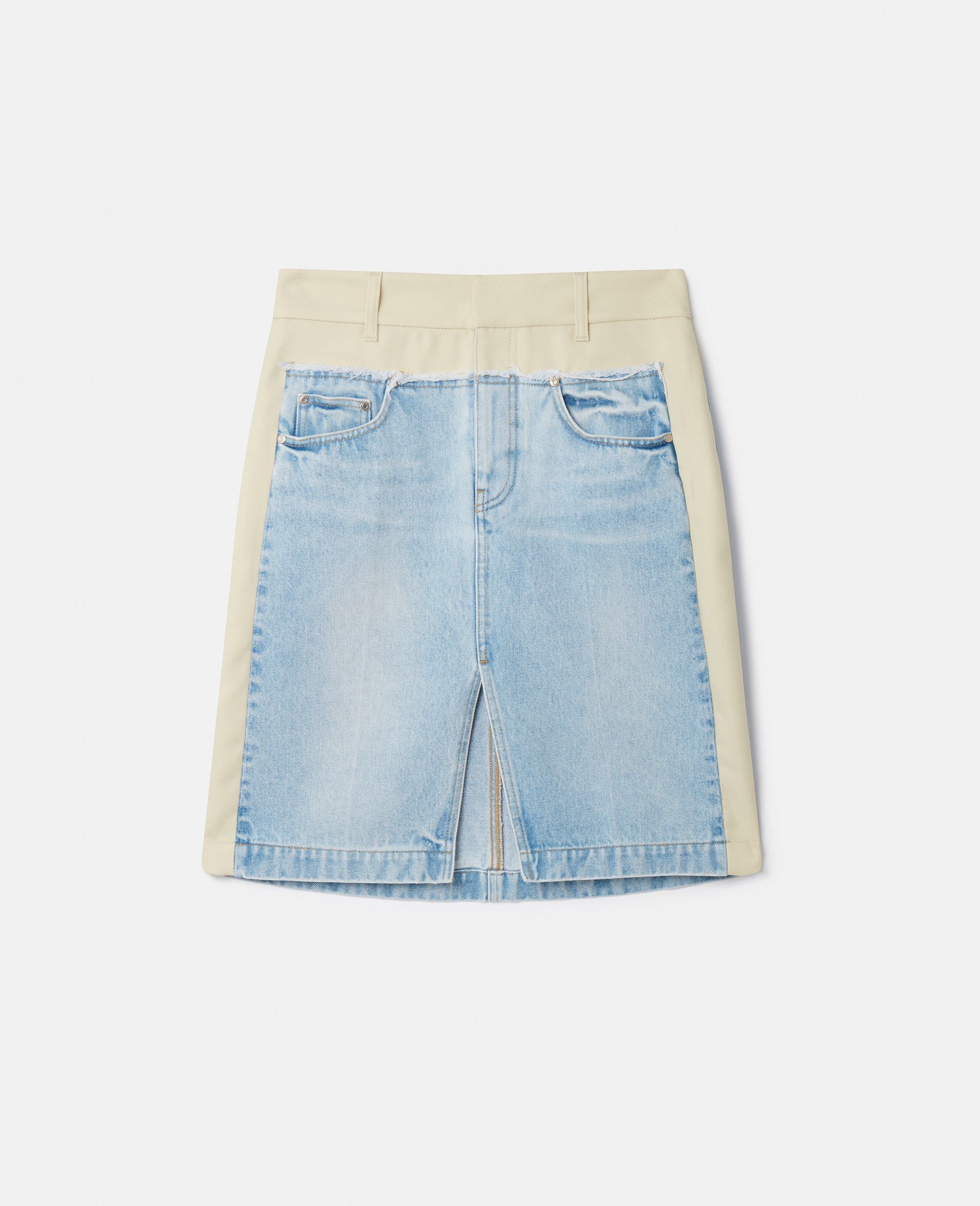 Stella Mccartney Two-tone Panelled Denim Skirt In Blue