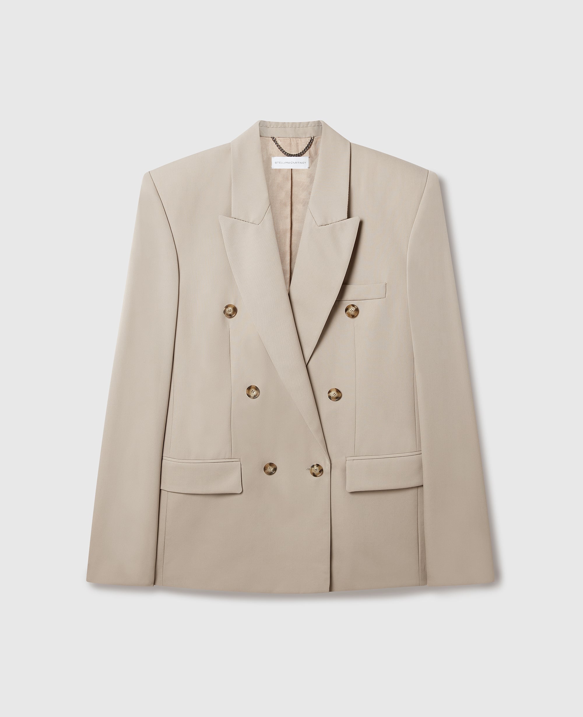 Stella McCartney - Zweireihiger Blazer aus Wolle, Beige, Größe: 40