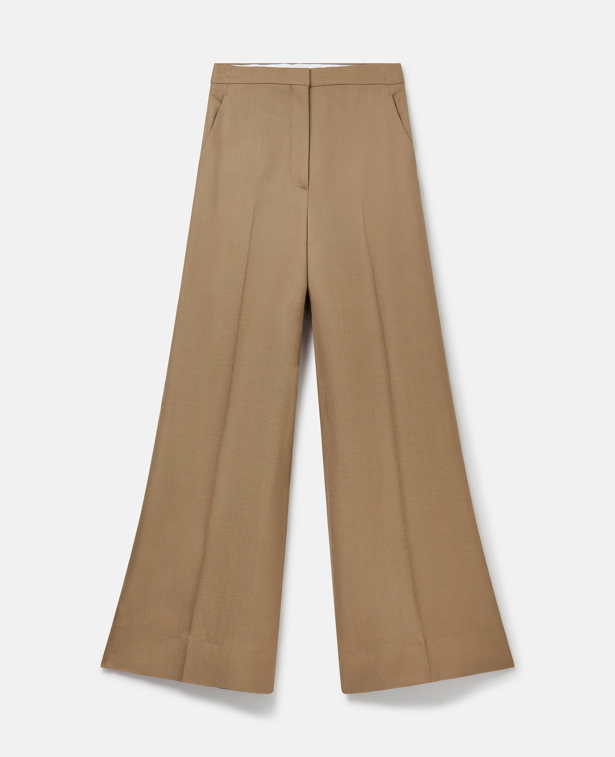Stella McCartney – High-Rise Wide-Leg Trousers, Woman, Olive beige, Size: 36