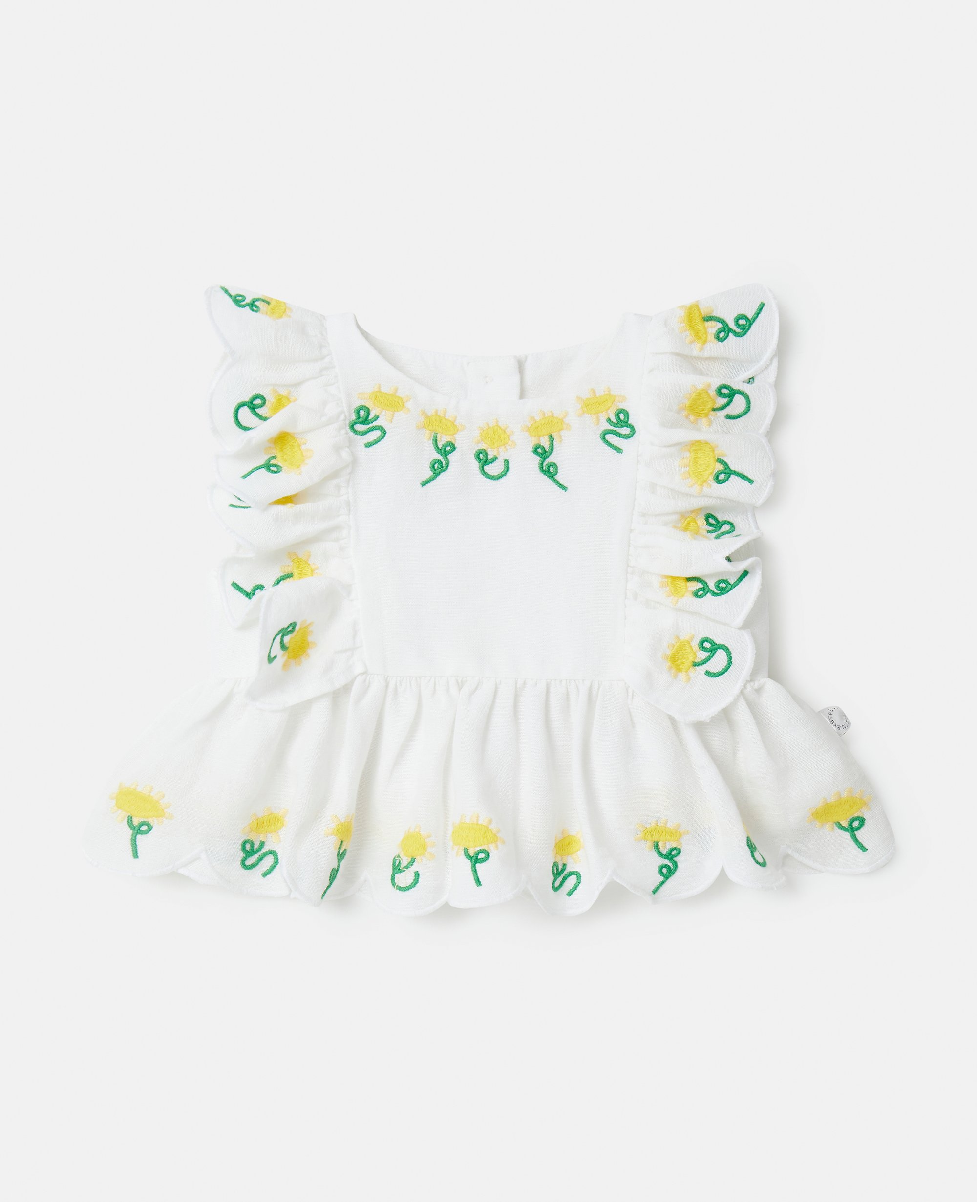 Stella Mccartney Kids' Flower Embroidery Smock Top In White
