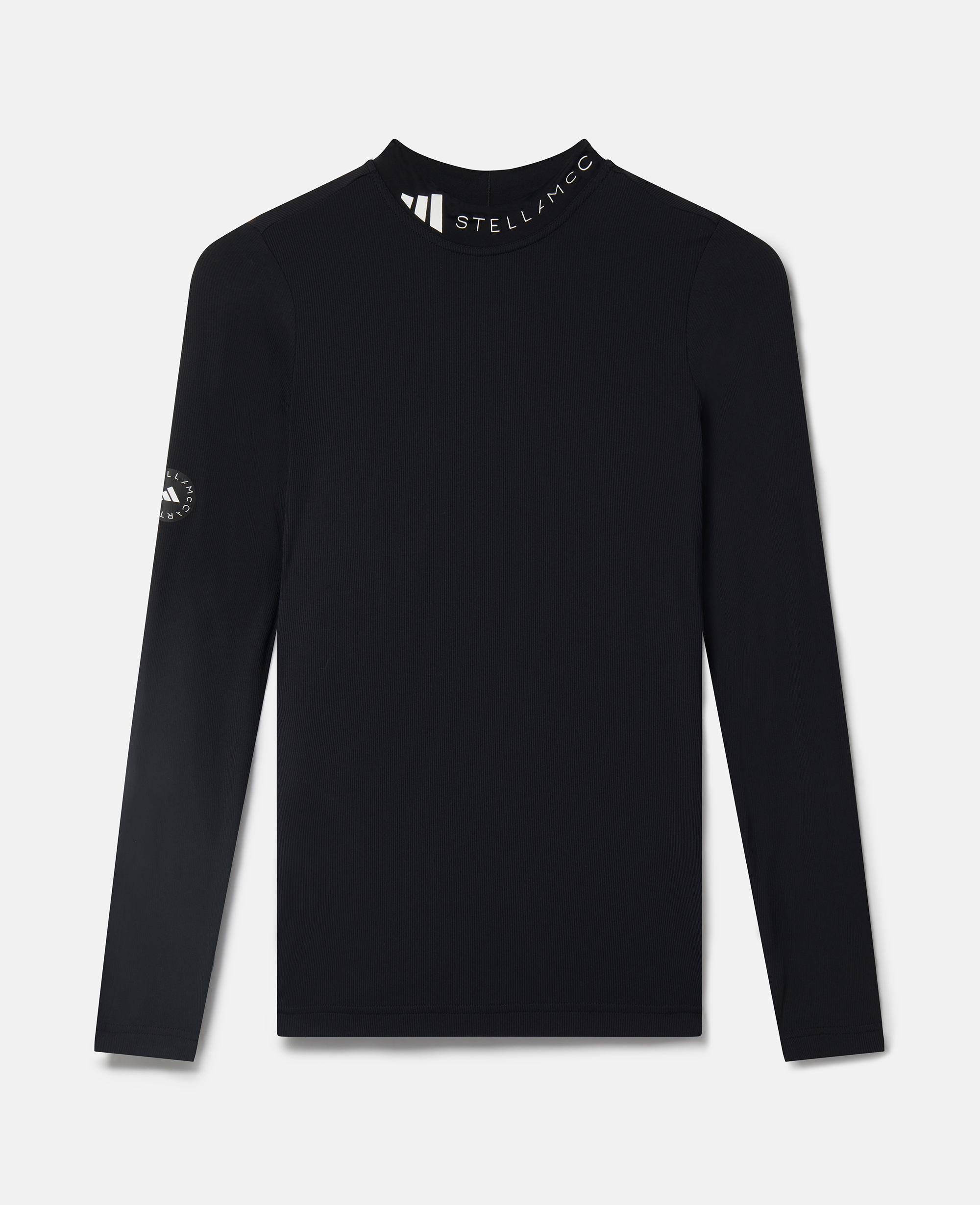 Stella Mccartney Truecasuals Sportswear Rib Long Sleeve Top In Black