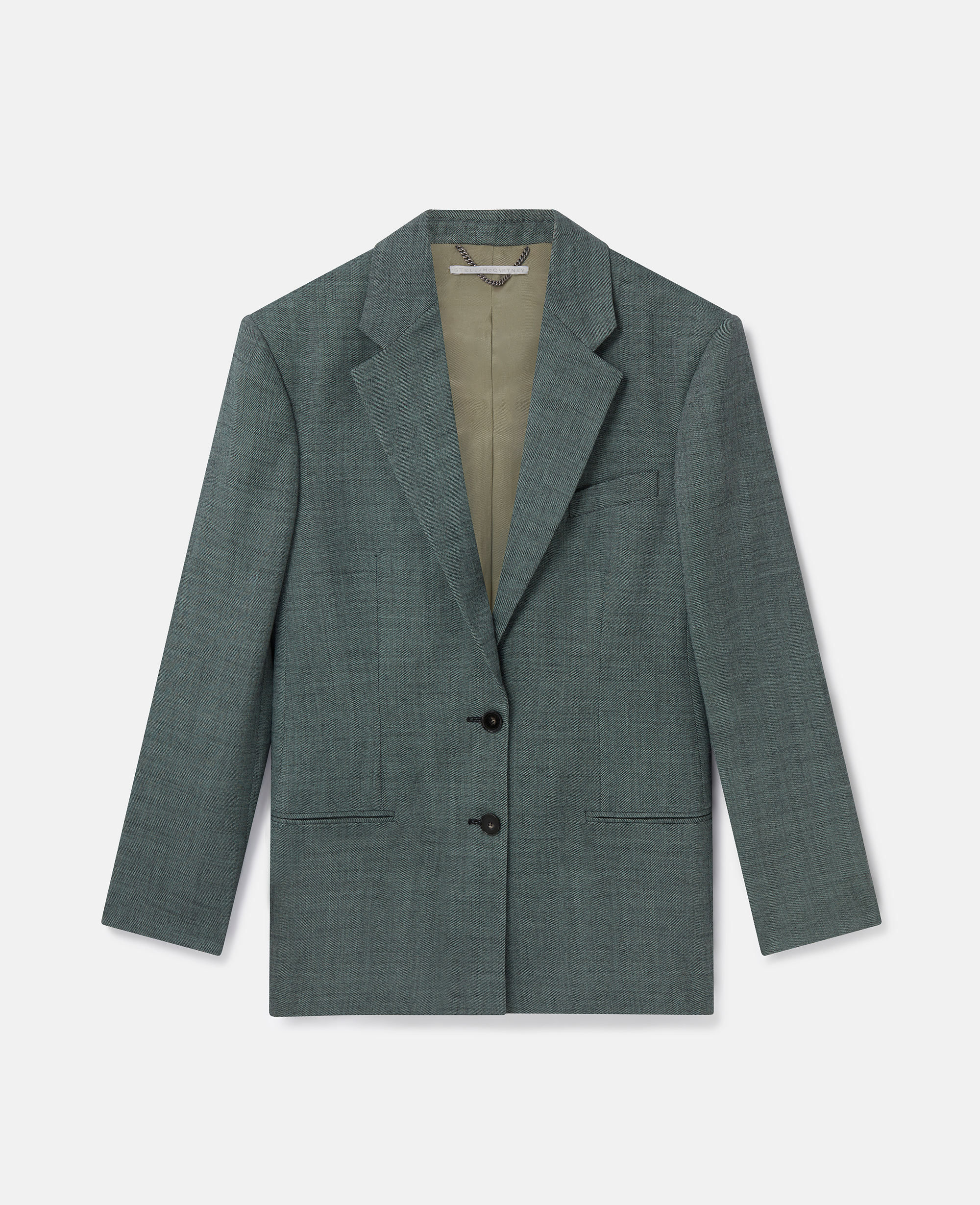 Stella Mccartney Wool Mouline Oversized Blazer In Green