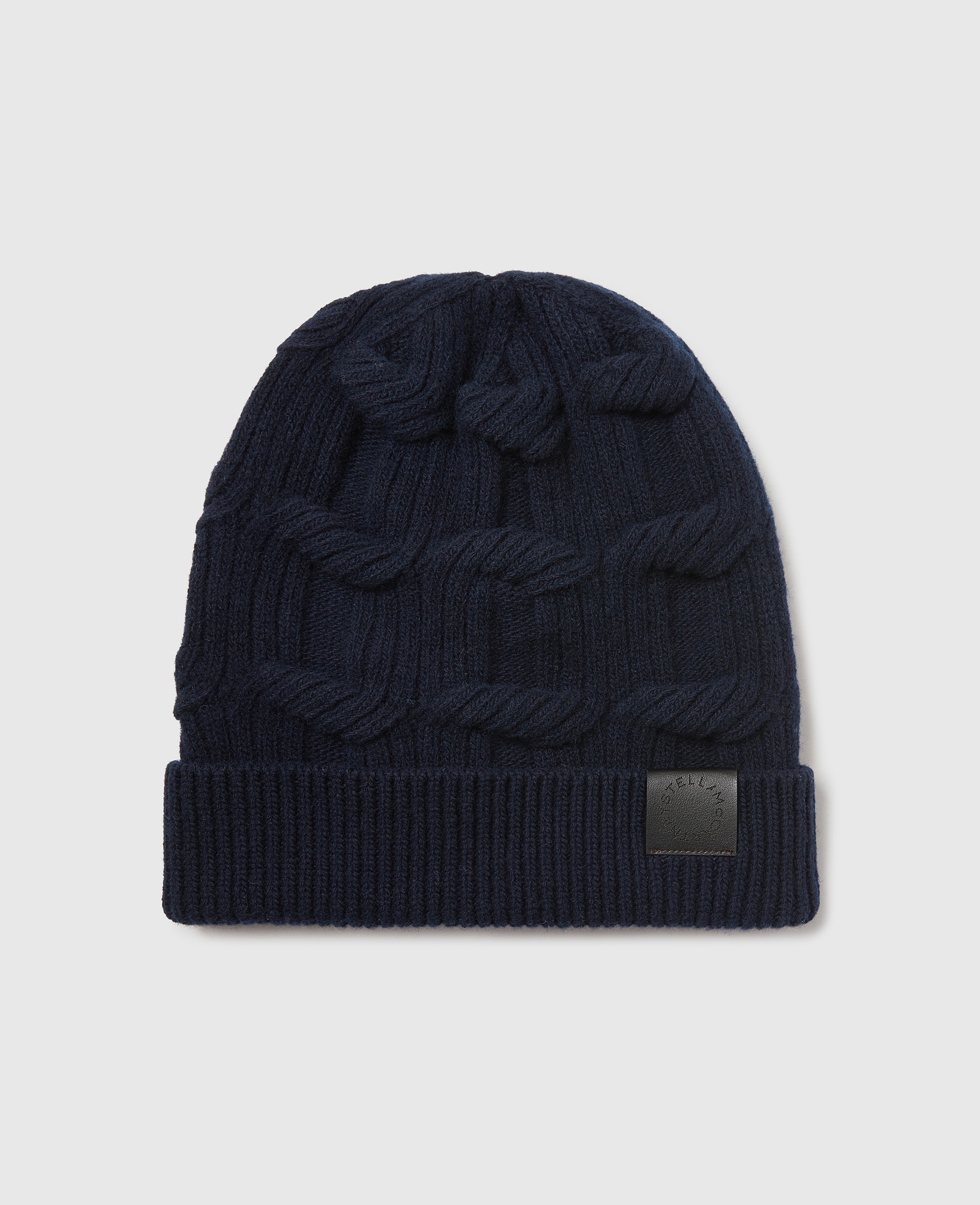 Stella Mccartney Falabella Cable-knit Beanie In Blue