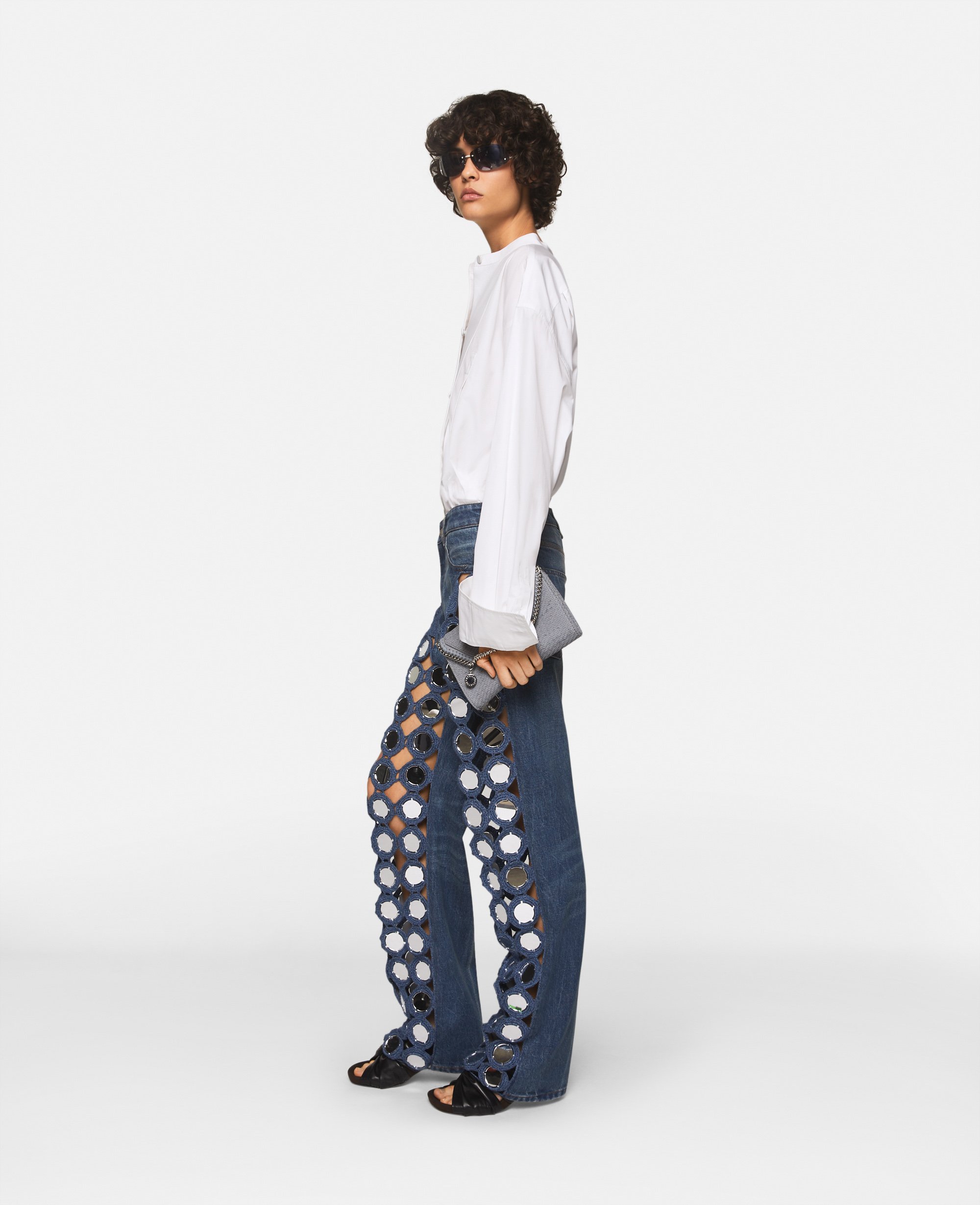 Stella McCartney – Mirror-Embellished High-Rise Denim Jeans, Woman, Vintage wash denim, Size: 26