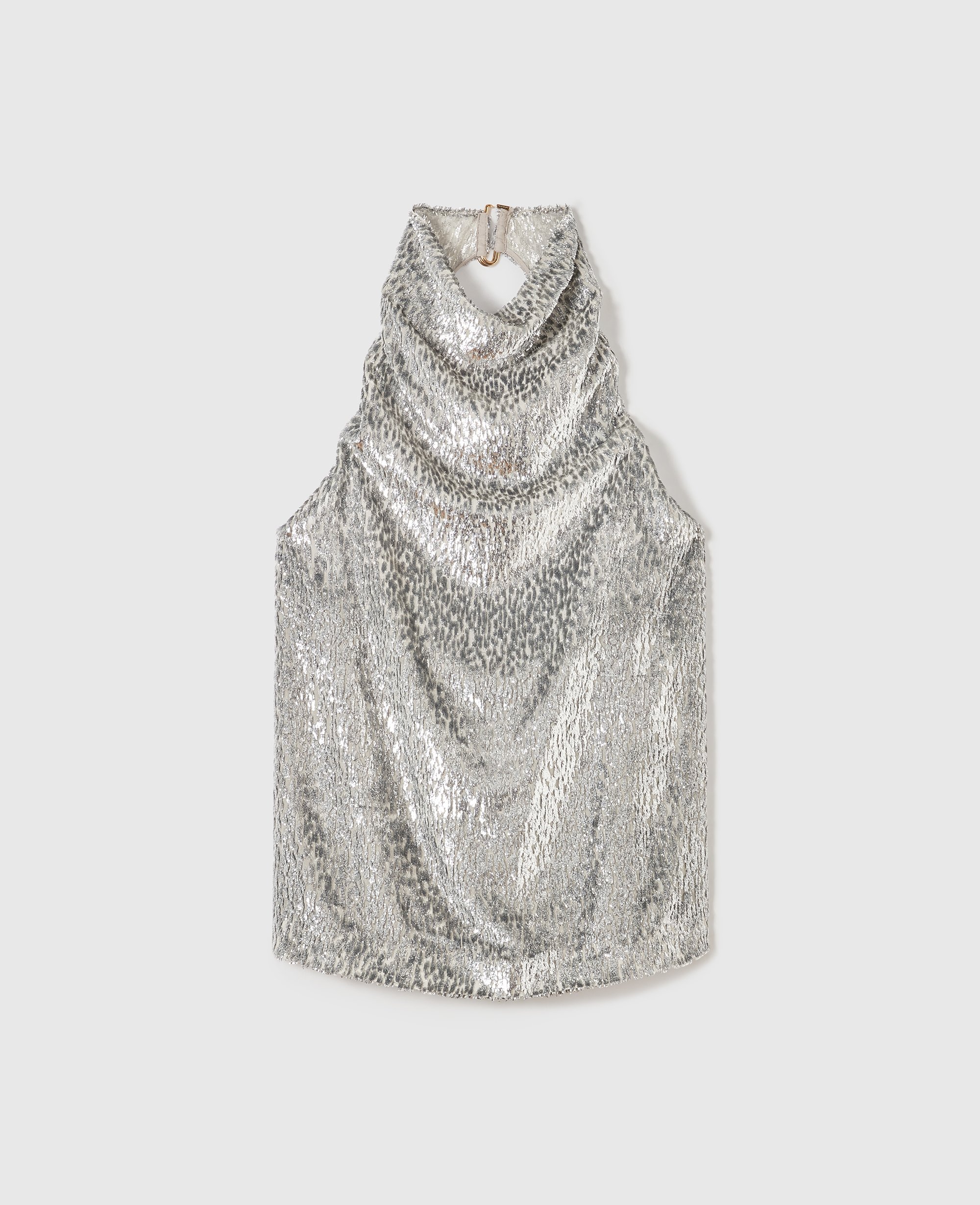 Stella Mccartney Metallic Velvet Halterneck Top In Silver