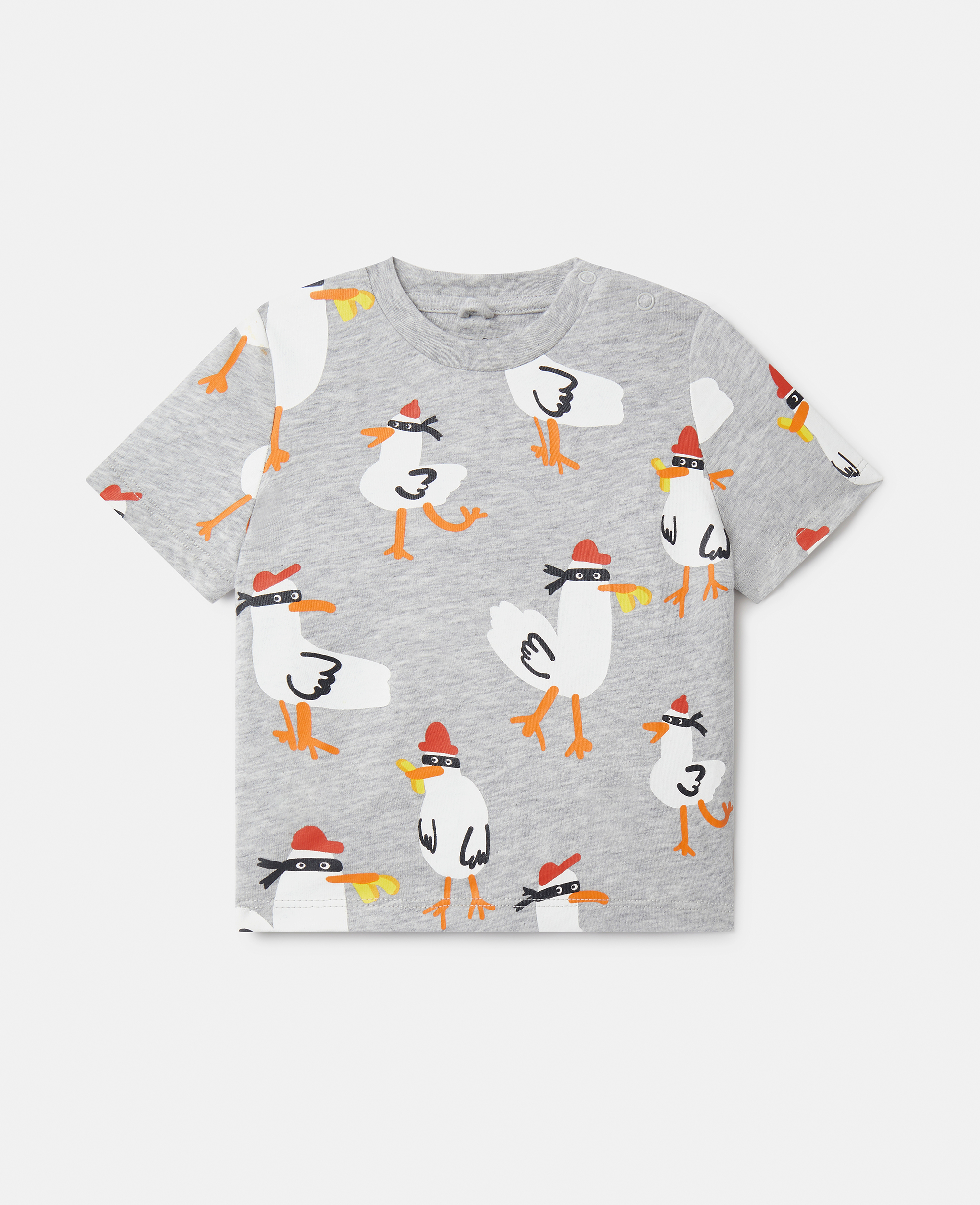 Stella McCartney – Seagull Bandit Print T-Shirt, Woman, Grey Melange, Size: 6m