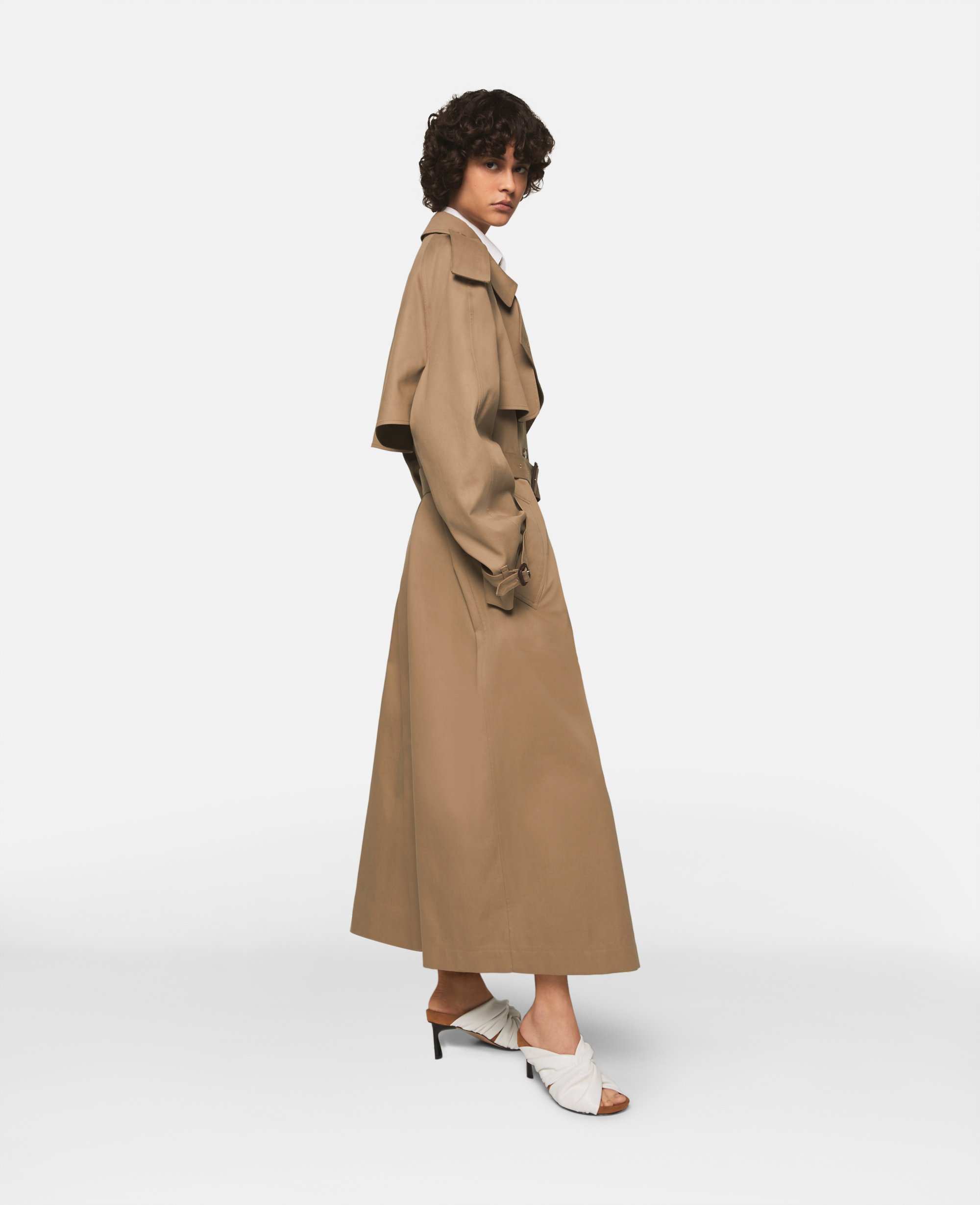 Stella McCartney – Belted Cotton Trench Coat, Woman, Olive beige, Size: 36