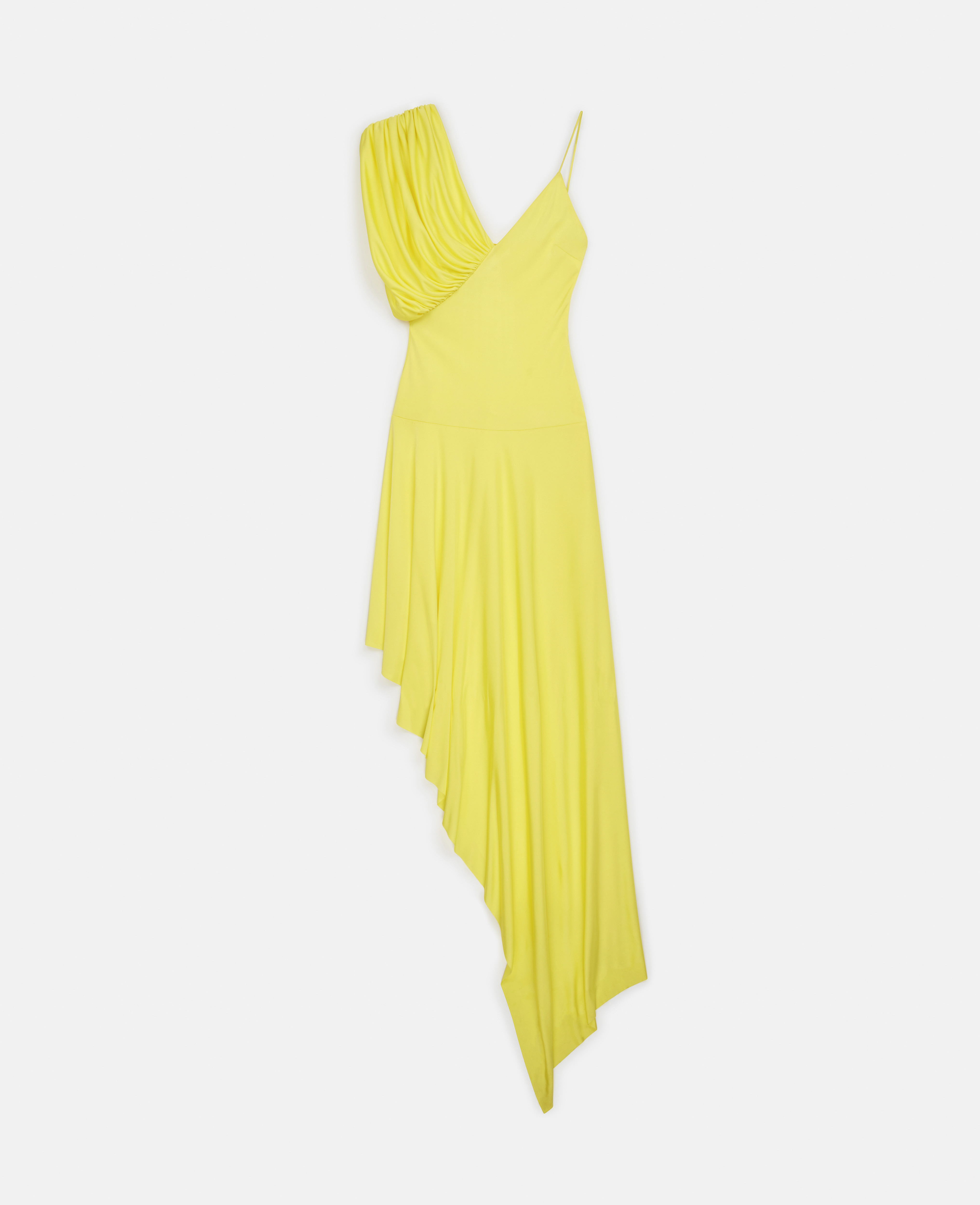 Stella Mccartney Asymmetric Cape Hem Mini Dress In Lemon