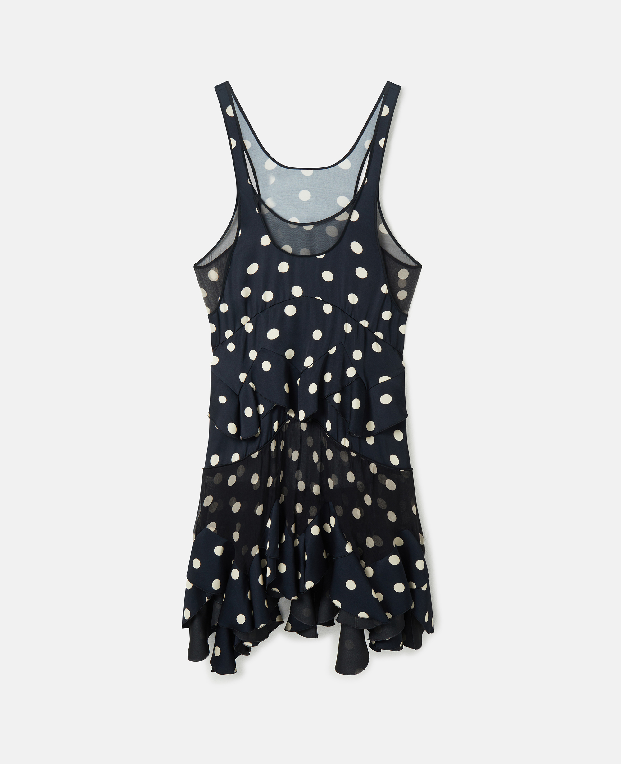 Shop Stella Mccartney Tiered Ruffled Polka Dot Midi Dress In Black With Cream