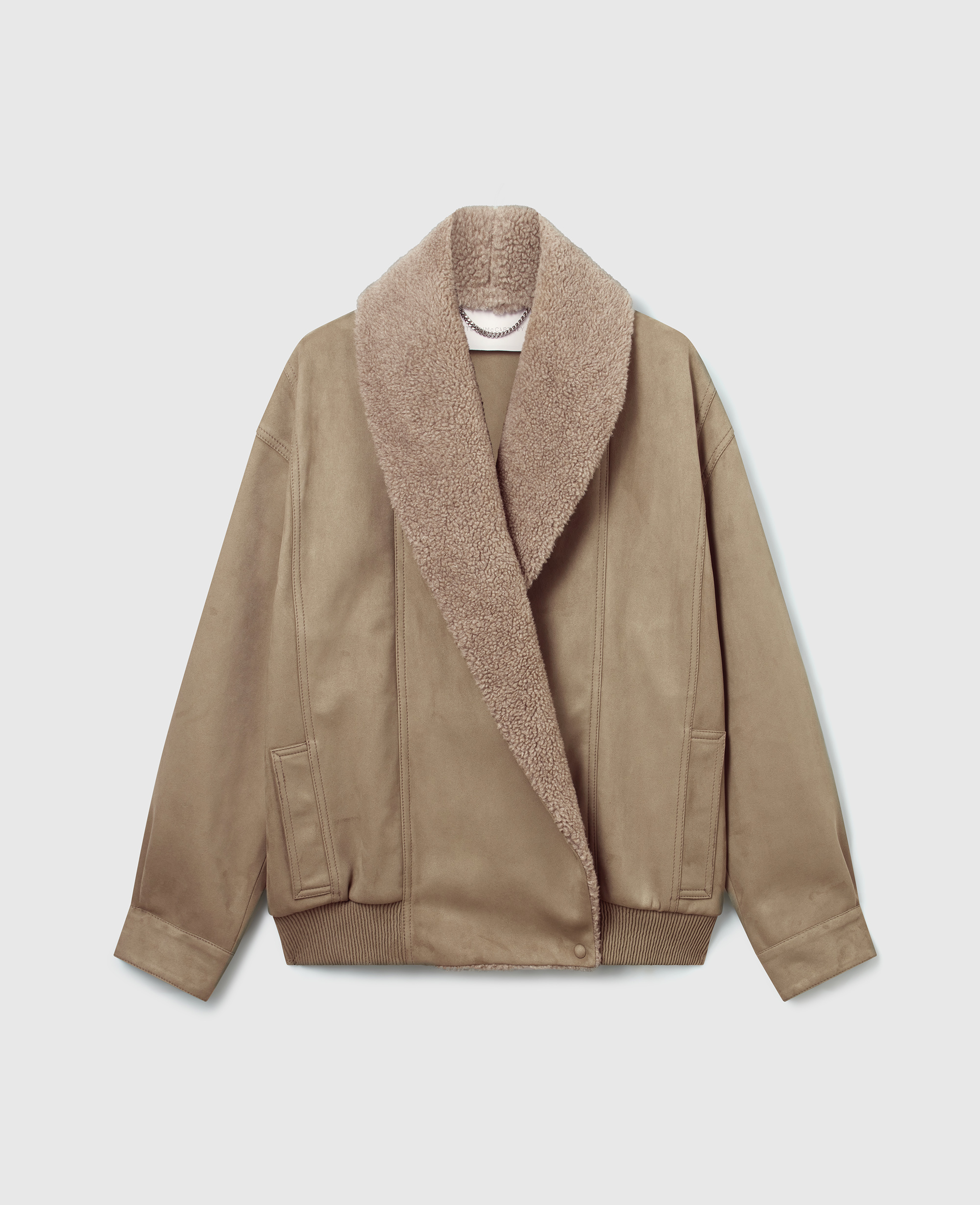 WOMEN Brown Vegan Suede Plush-Trimmed Jacket | Stella McCartney GB