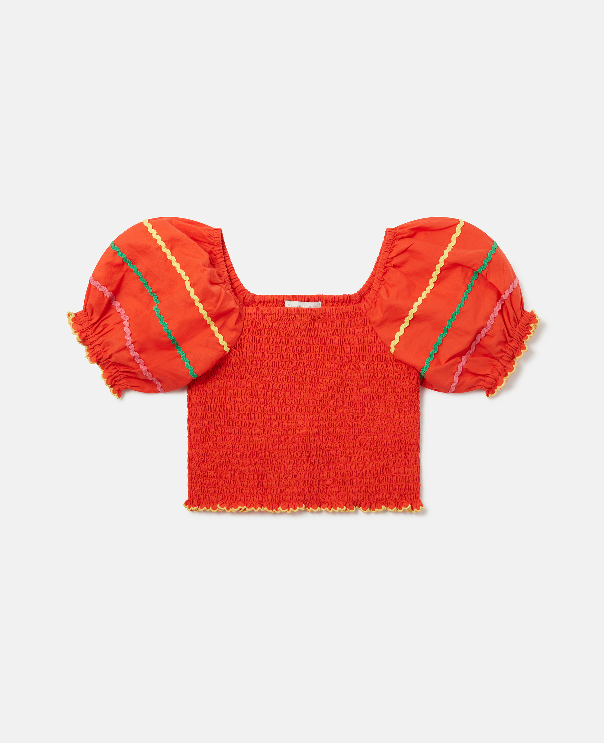 Stella Mccartney Squiggle Line Embroidery Crop Top In Red