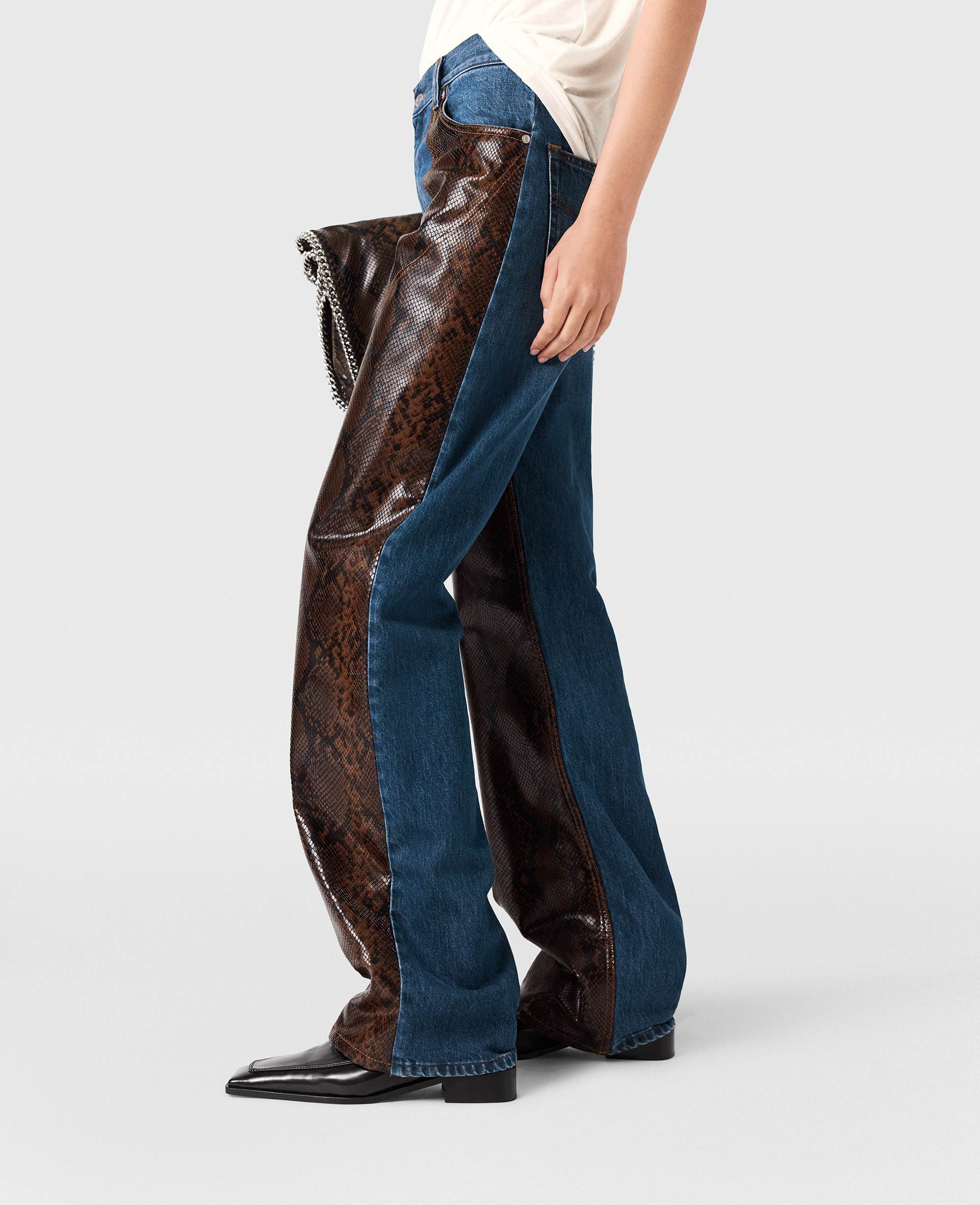 Stella Mccartney Snake Panel Chaps Denim Jeans In Blue