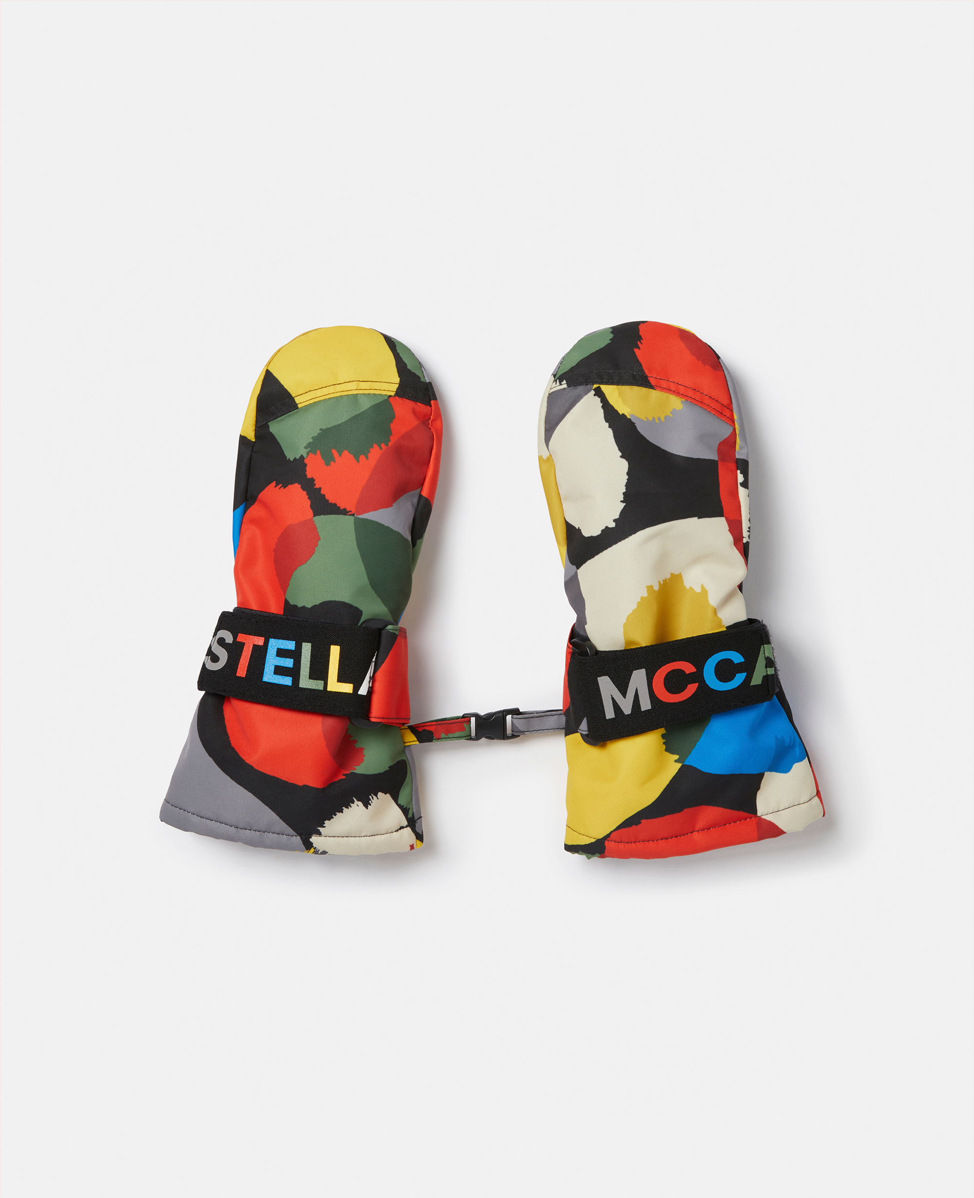 stella mccartney - moufles de ski à imprimé abstrait effet bavure et bande logo, femme, multicolore, taille: s