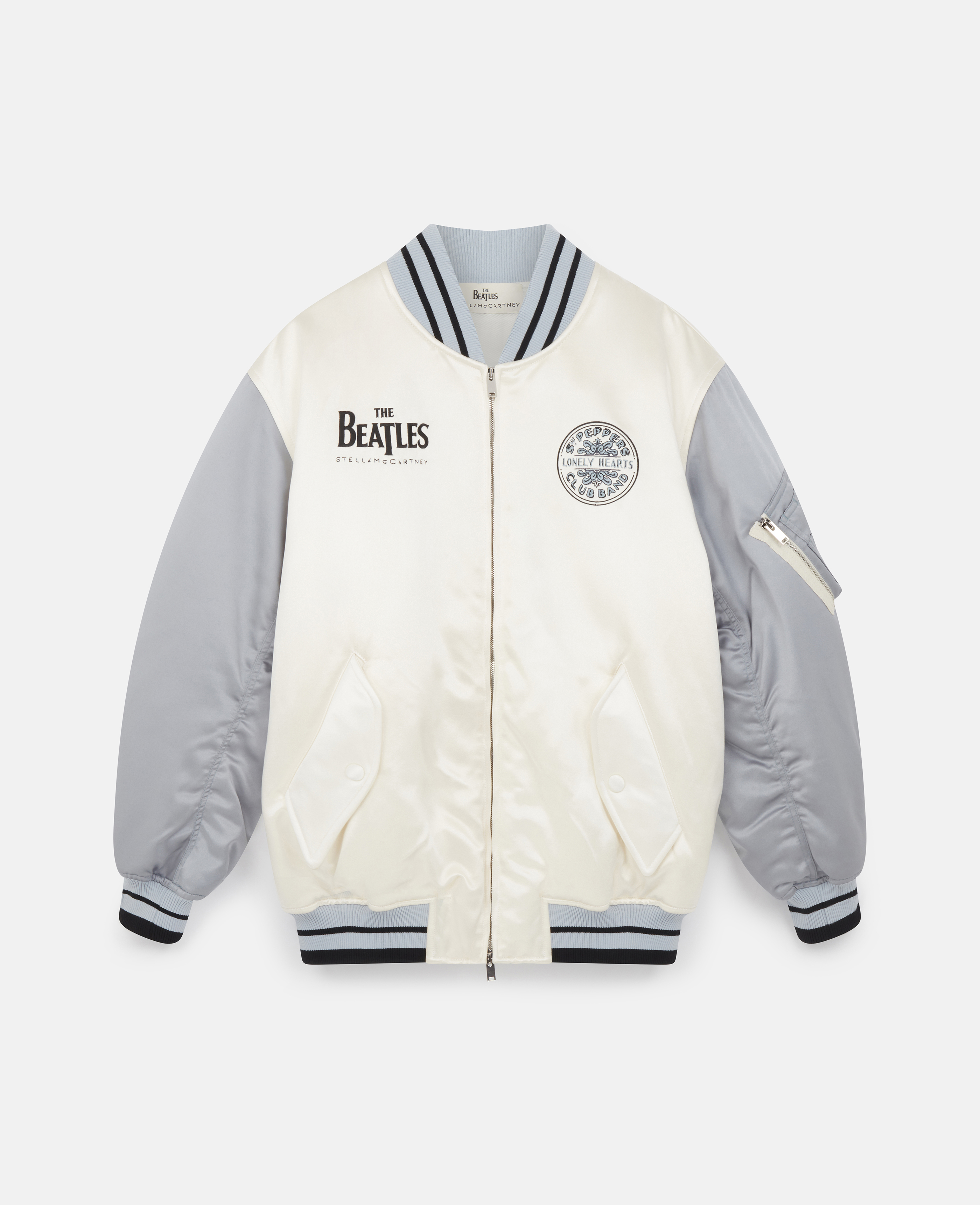 Unisex Cream Get Back Satin Bomber Jacket | Stella McCartney GB