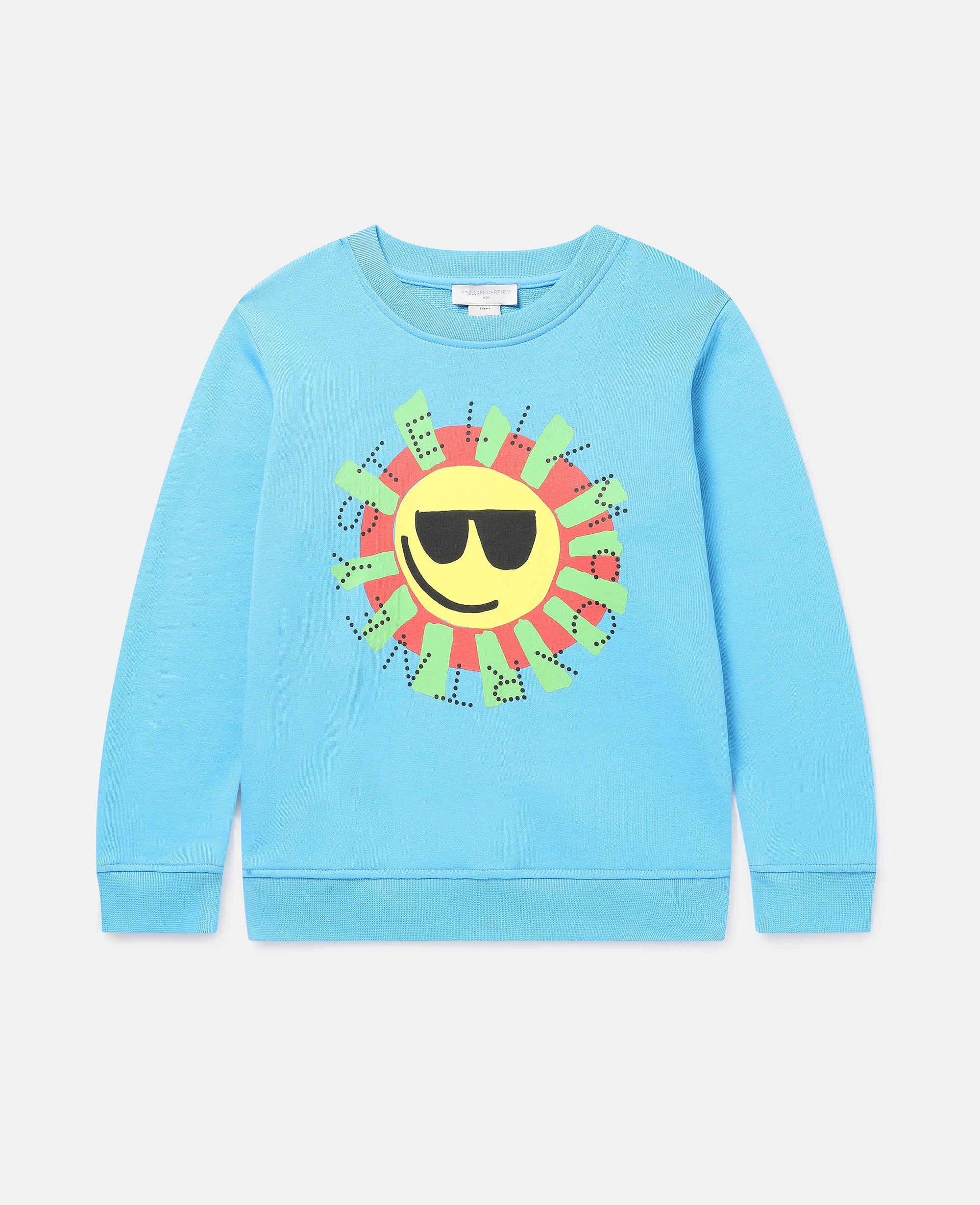 Stella Mccartney Kids' Sunshine Face Sweatshirt In Azure Blue
