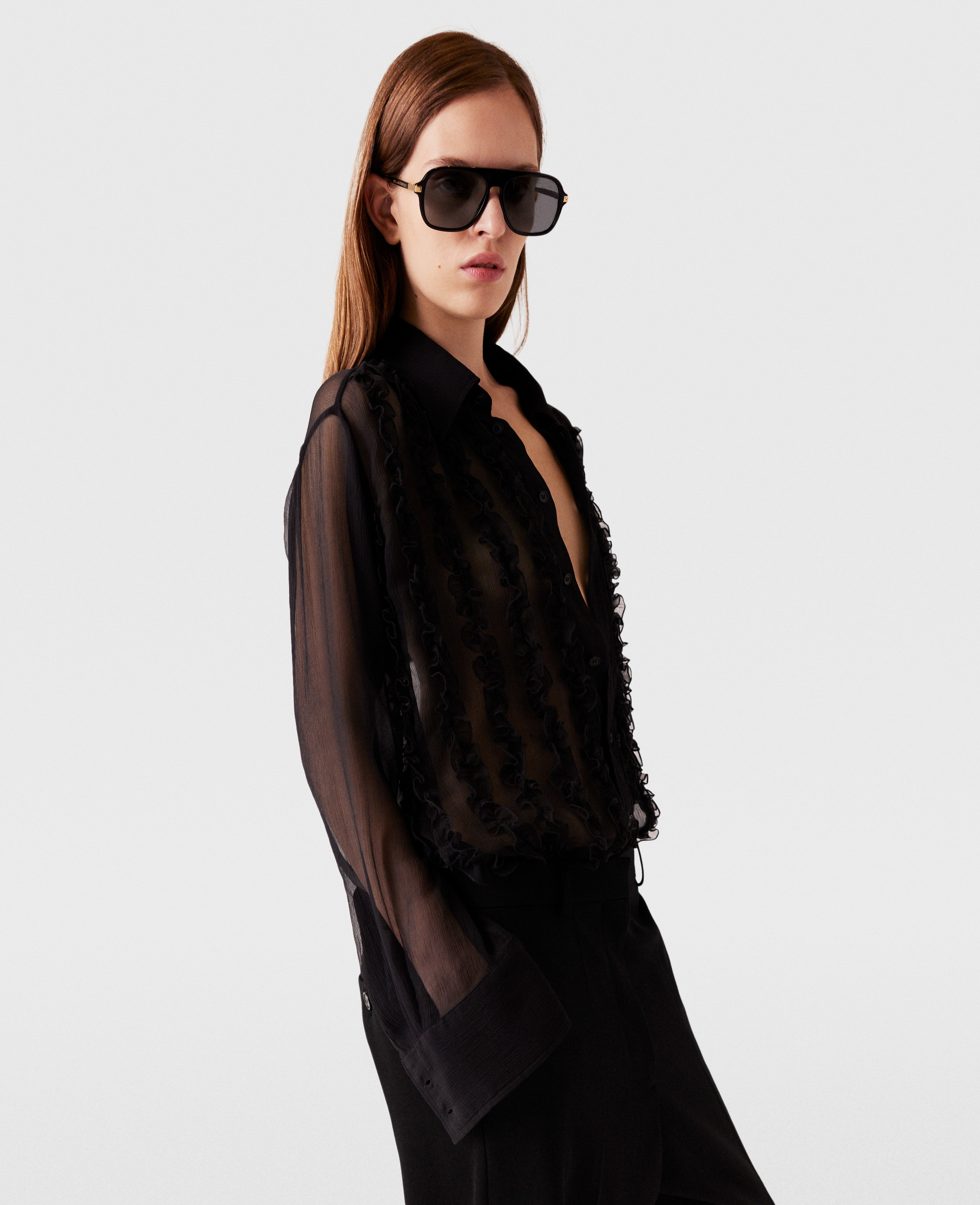 Chemise transparente en mousseline a volants, , , Taille: 38 - Stella McCartney - Modalova