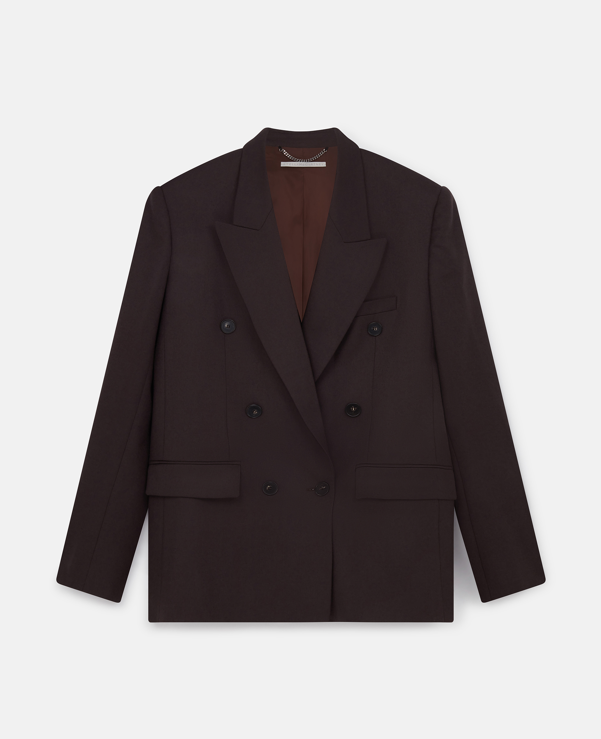 Stella Mccartney Double Breasted Wool Blazer In Brown