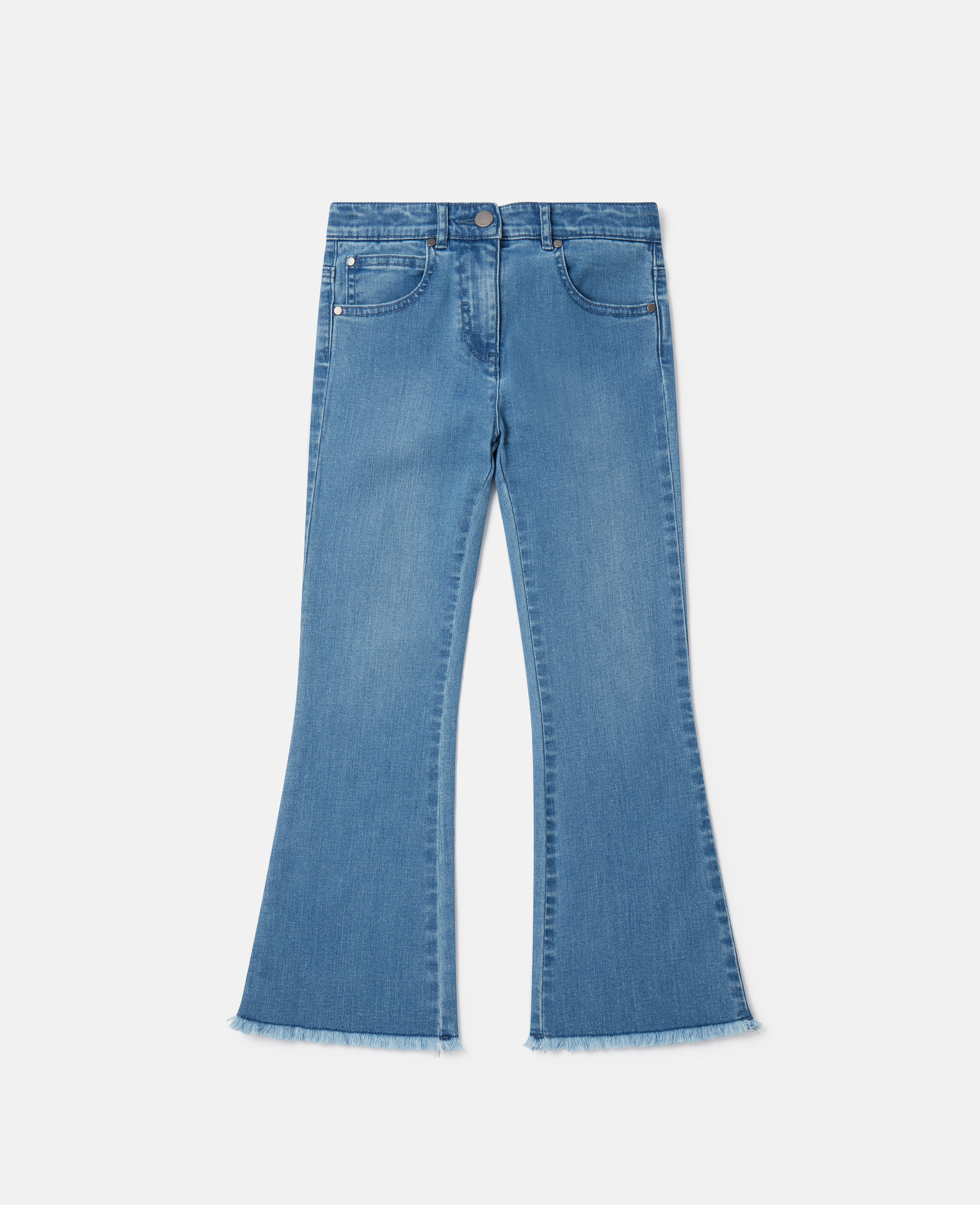 Stella McCartney – Mid Wash Frayed Hem Flared Jeans, Woman, Blue, Size: 4