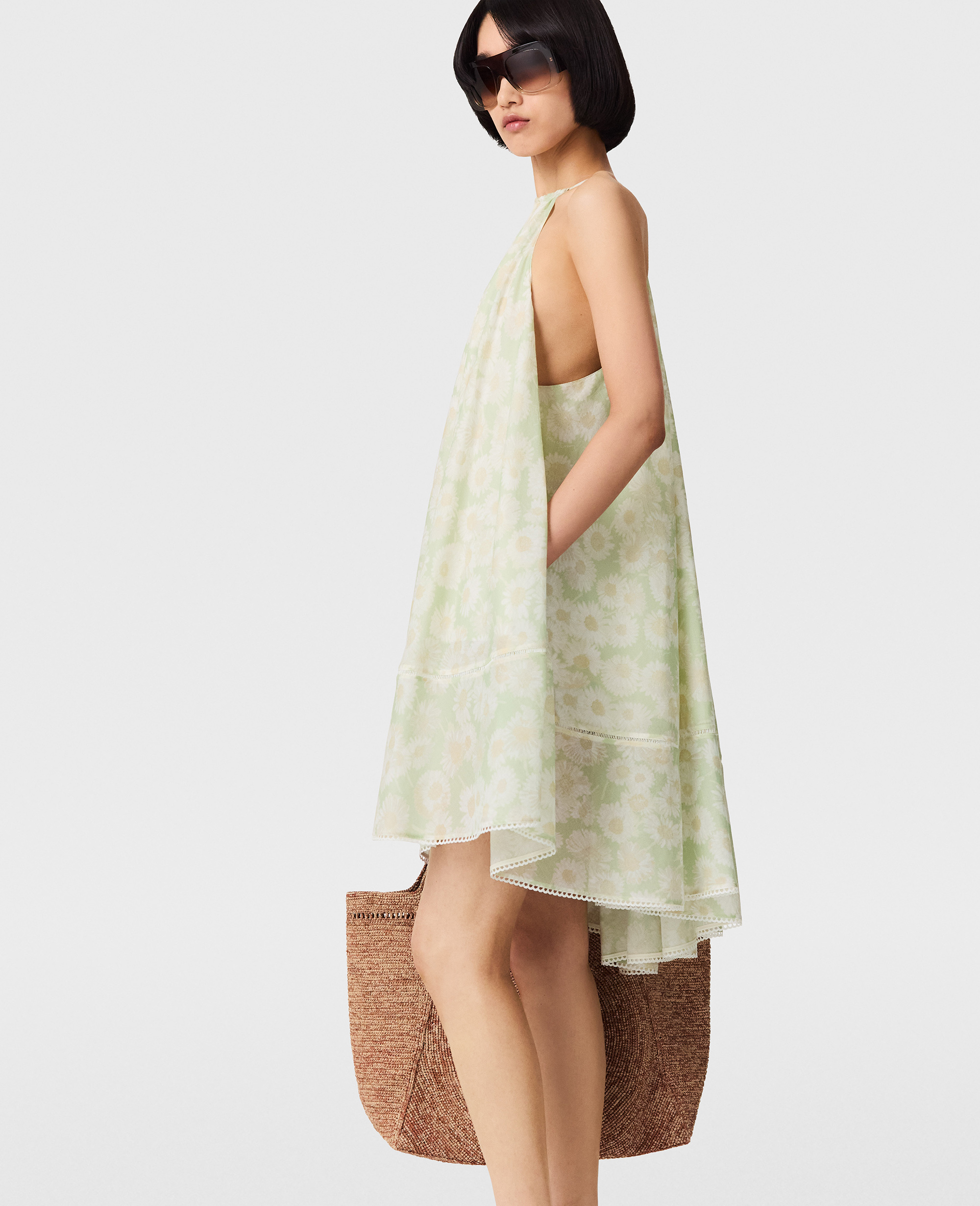 Stella McCartney - Mini Abito con Scollo all'Americana e Stampa Margherita, , Taglia: 44
