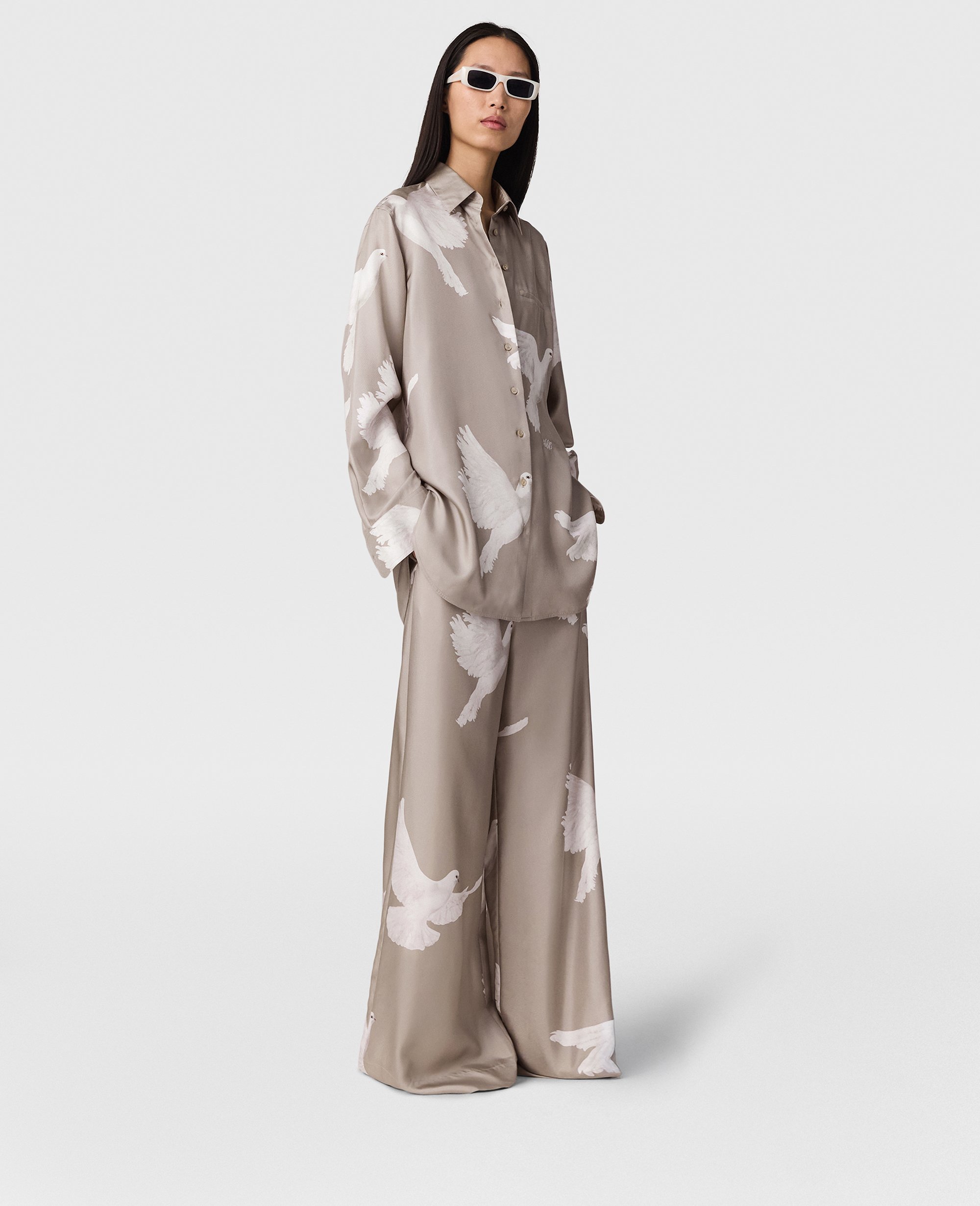 Pantalon oversize a cordon de serrage avec imprime colombe, , /, Taille: 38 - Stella McCartney - Modalova