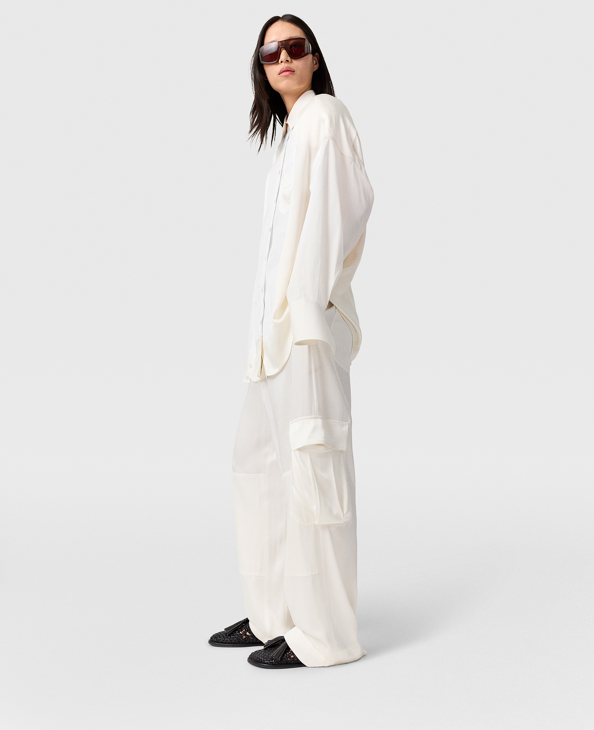 Stella Mccartney Satin Paneled Slouchy Cargo Pants