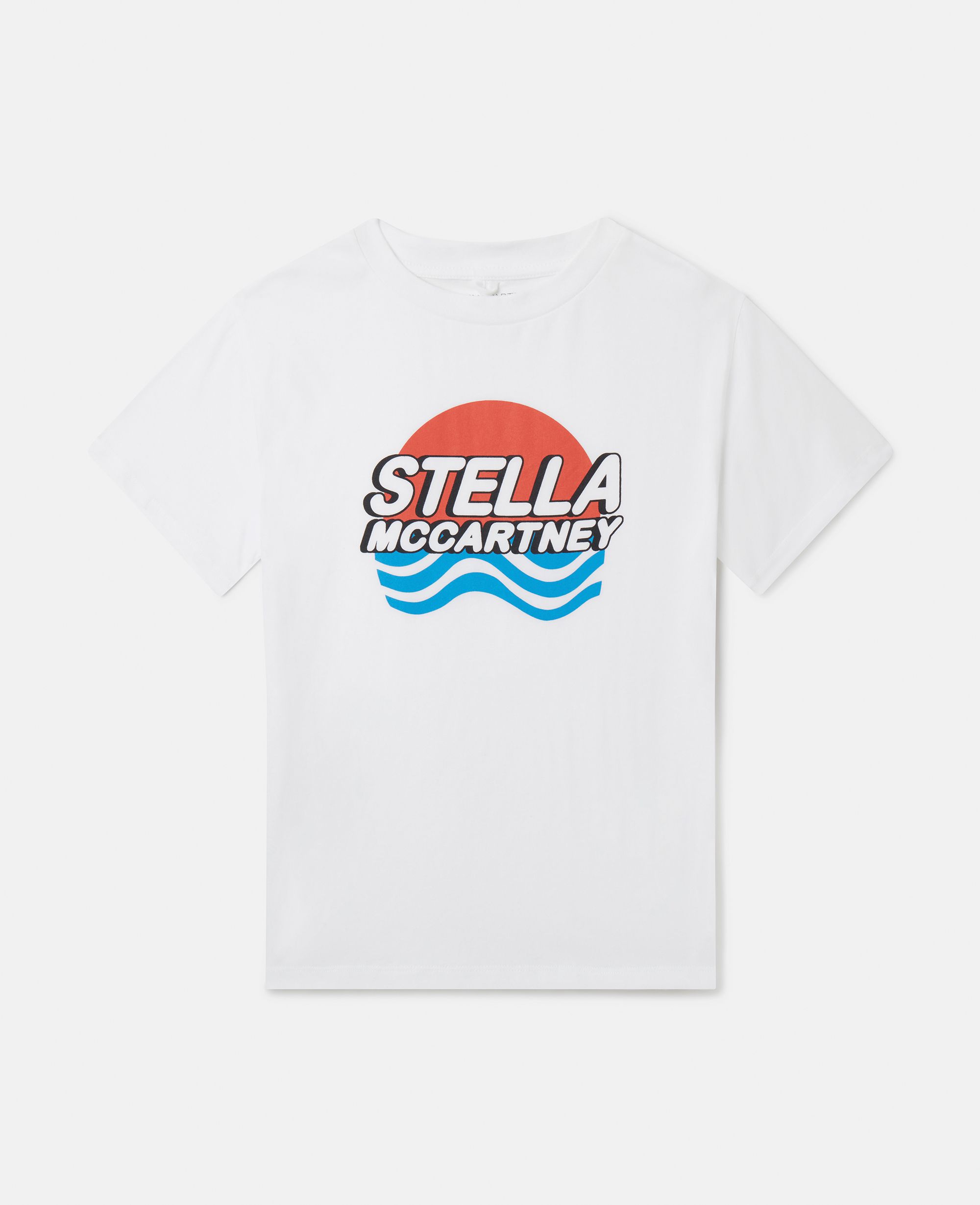 Stella Mccartney Kids' Logo Waves Print T-shirt In White