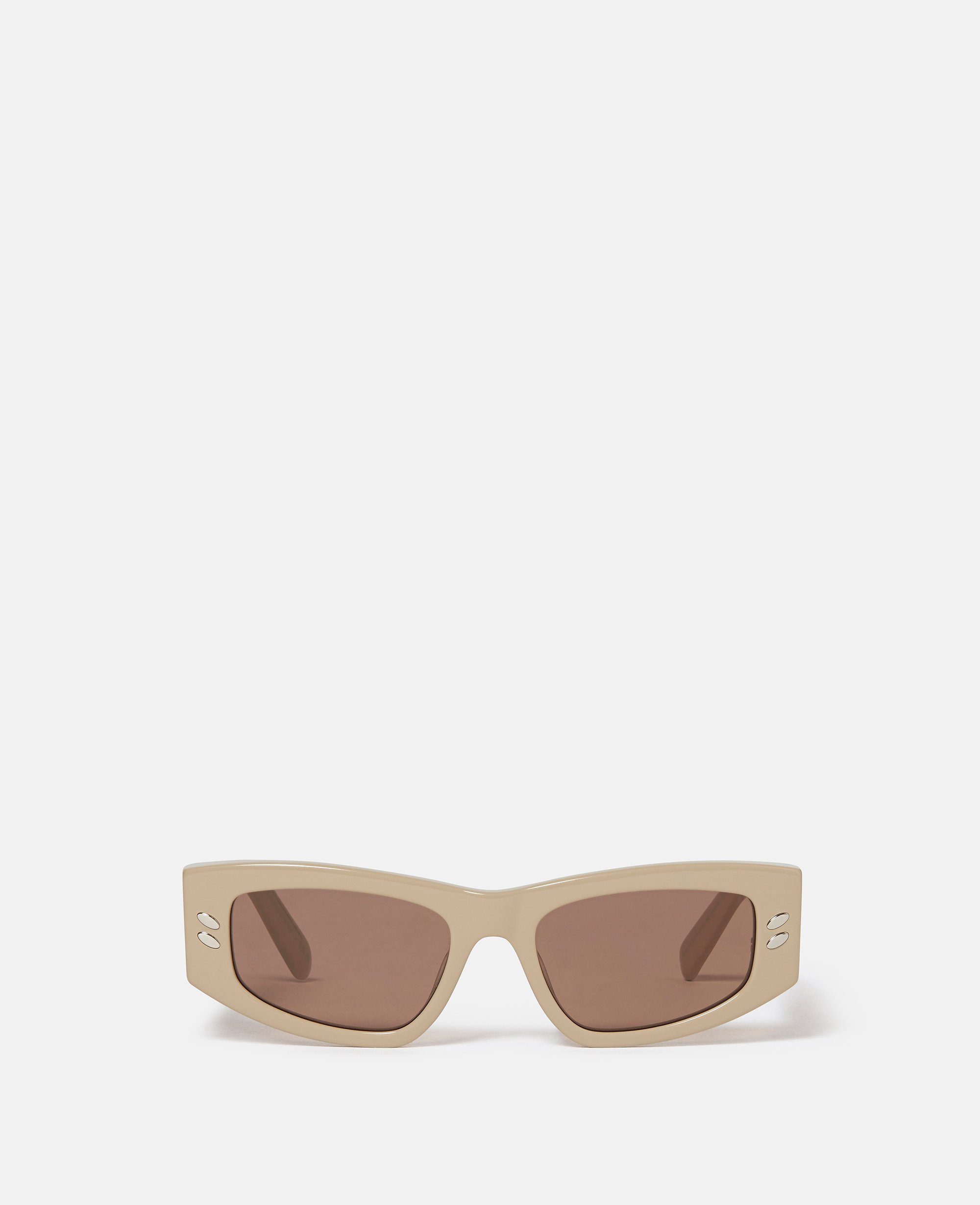 Stella Mccartney Falabella Rectangular Sunglasses In Shiny Beige/solid Warm Brown