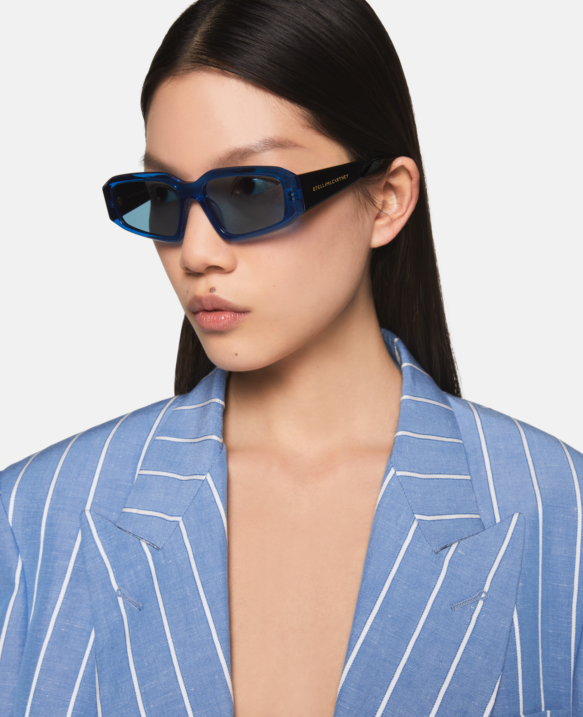 Stella Mccartney Abstract Rectangle Sunglasses In Blue