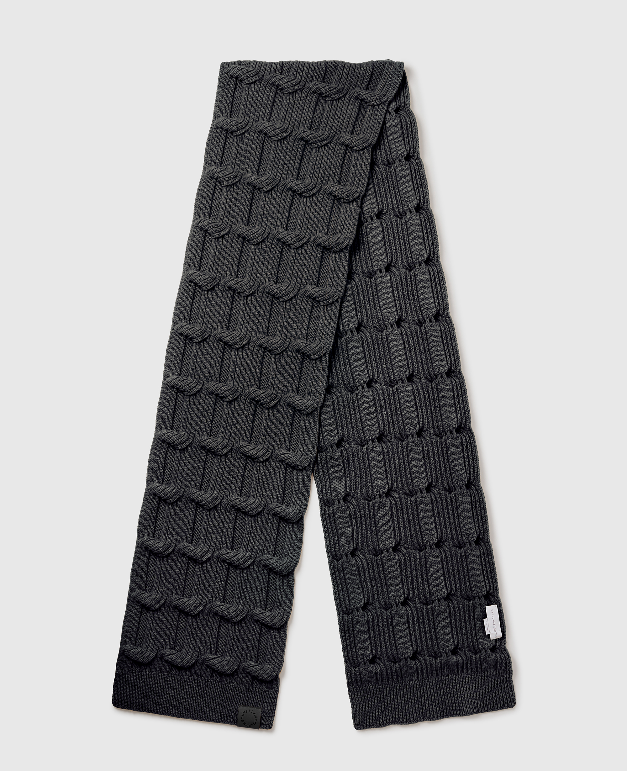 Stella Mccartney Falabella Cable-knit Scarf In Black