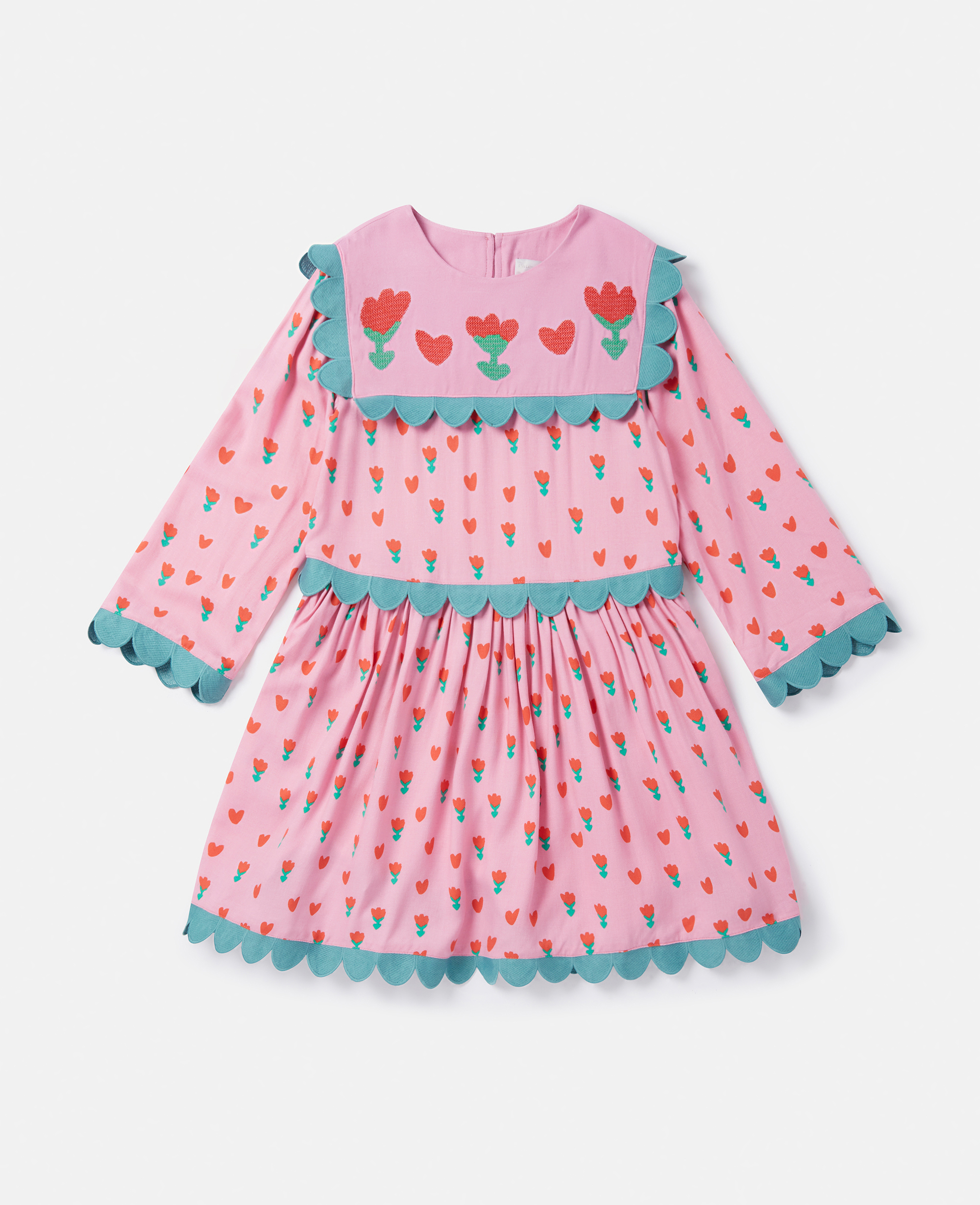 Stella Mccartney Kids' Folk Flower Print Collared Dress In Pink