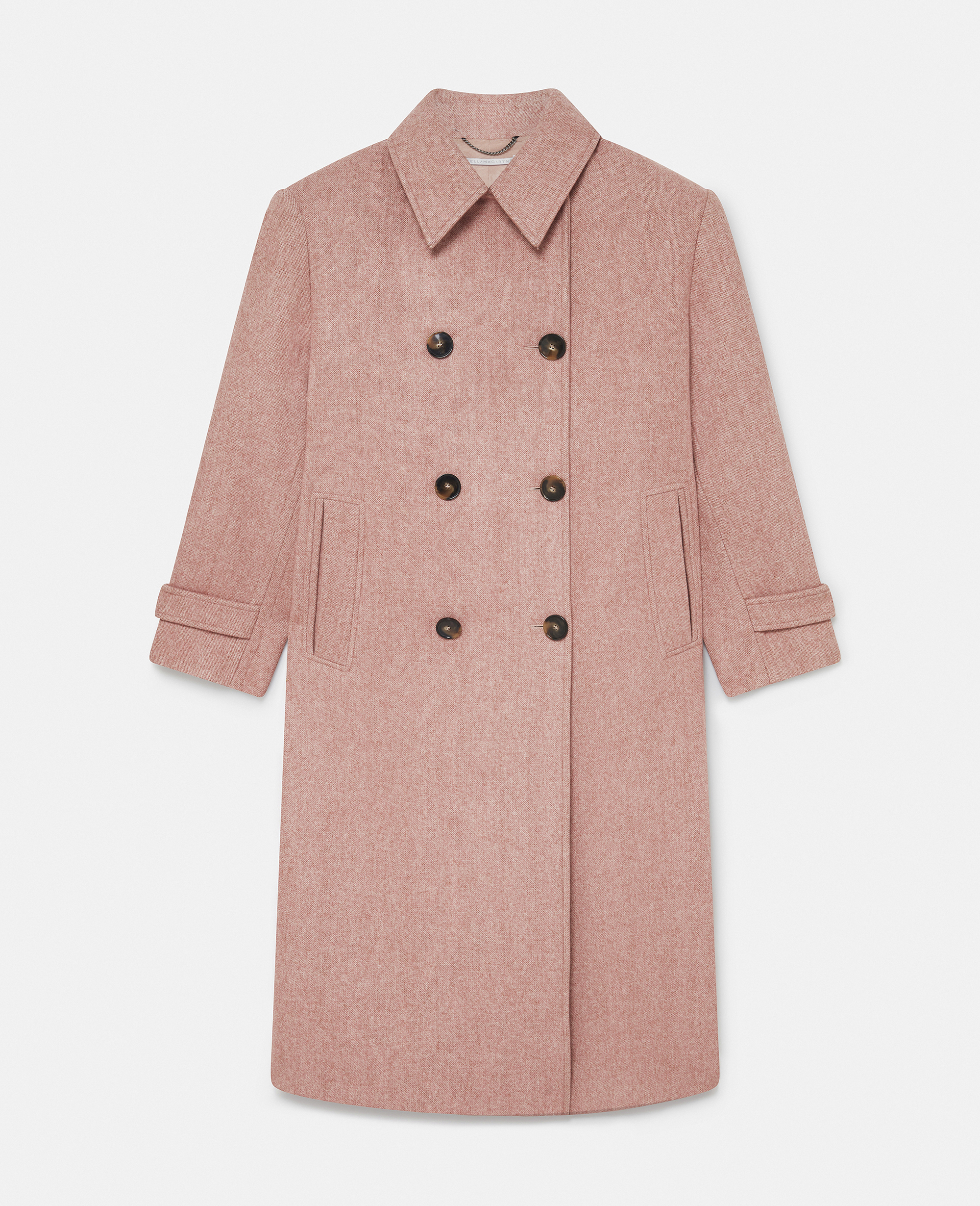 Stella Mccartney Double Breasted Long Coat In Dusty Pink