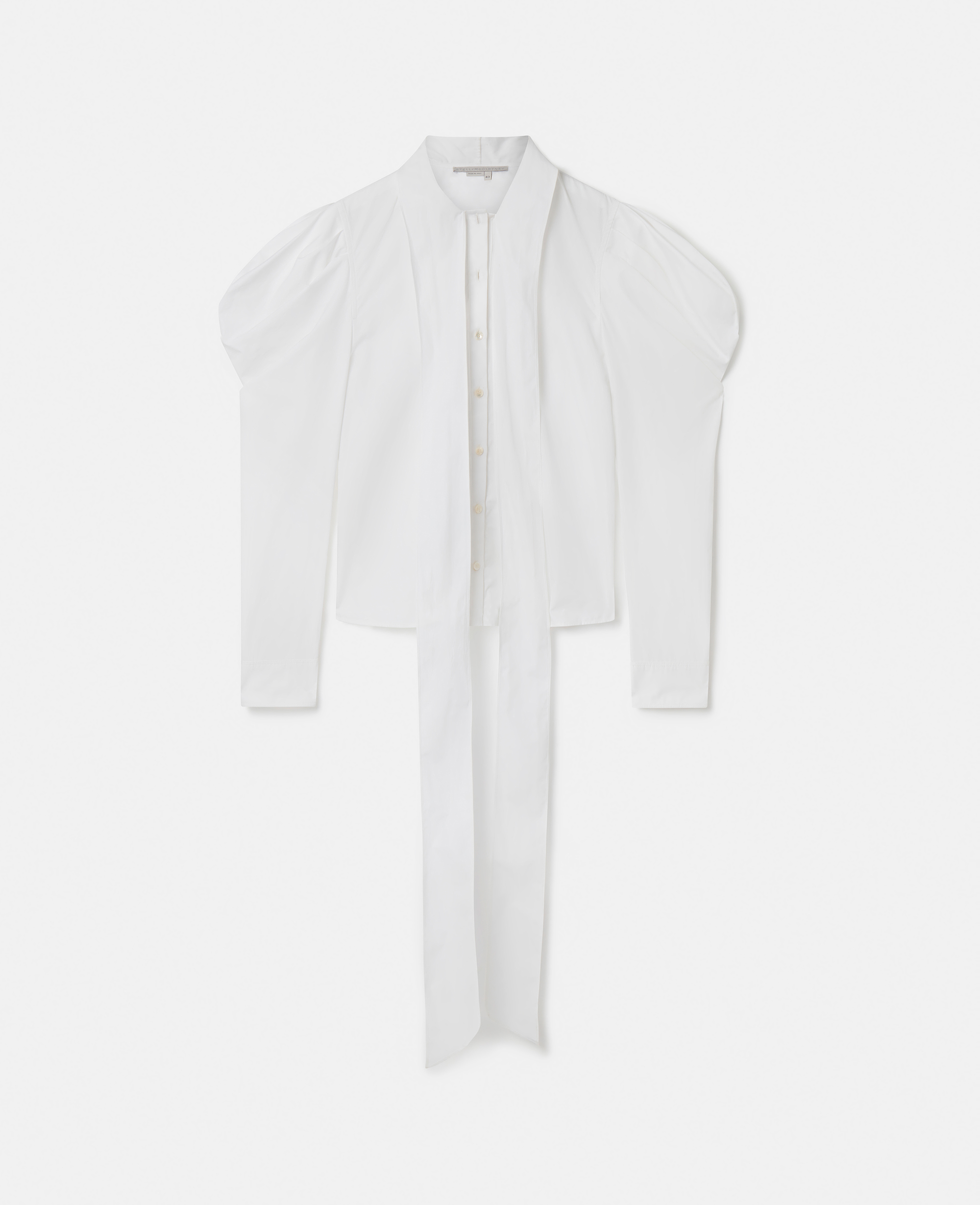 Stella Mccartney Sculptural Puff Sleeve Pussybow Shirt In White