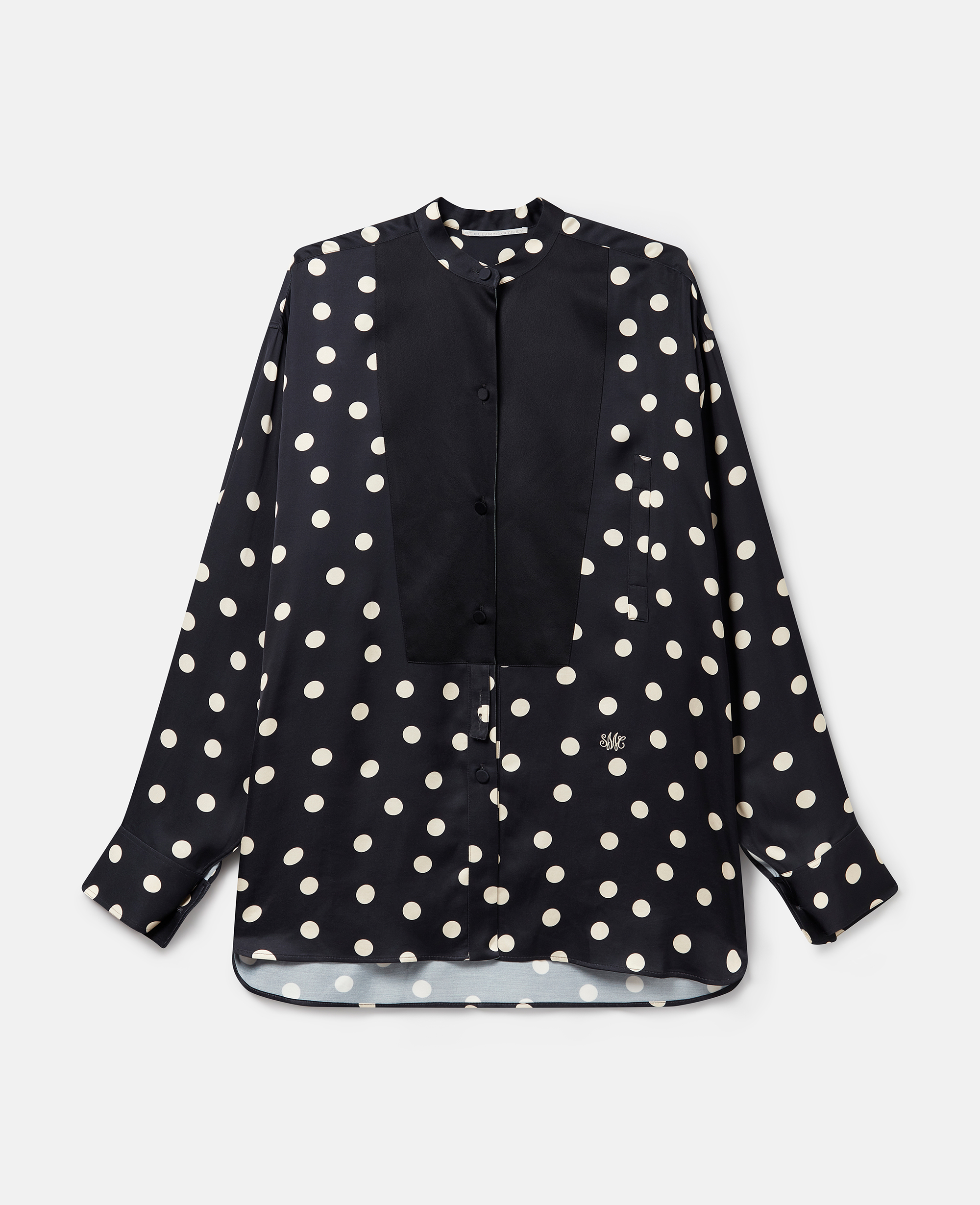 Shop Stella Mccartney Oversized Polka Dot Tuxedo Shirt In Black With Cream
