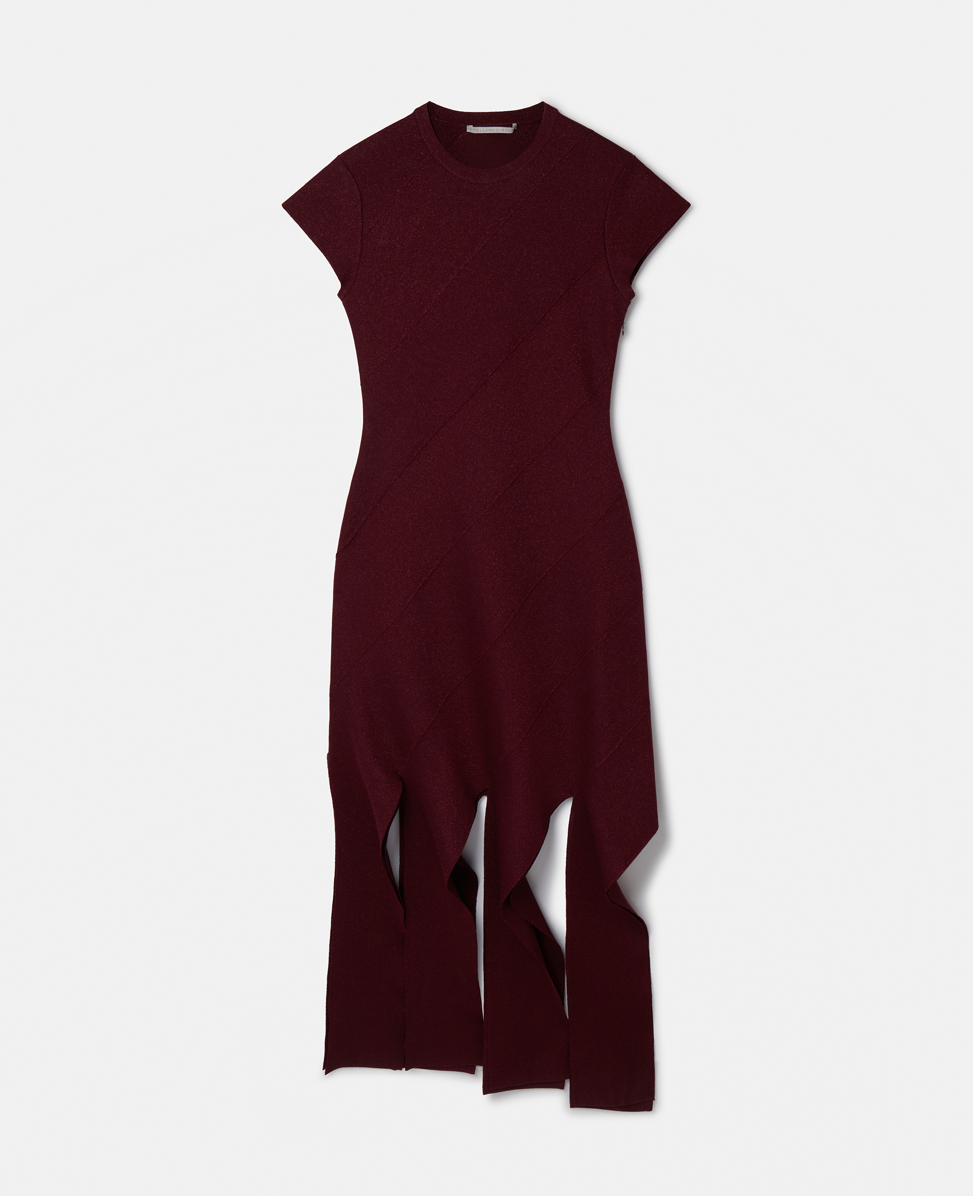 Stella Mccartney Lurex Rib Knit Midi Dress In Burgundy
