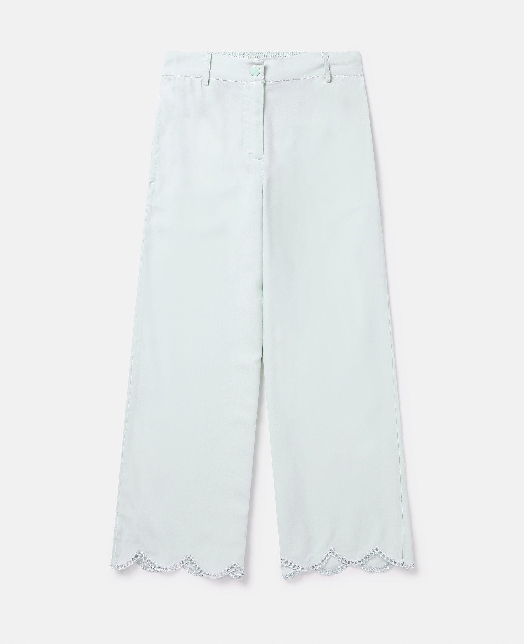 Stella McCartney – Scalloped Edge Wide Leg Trousers, Woman, Green, Size: 12