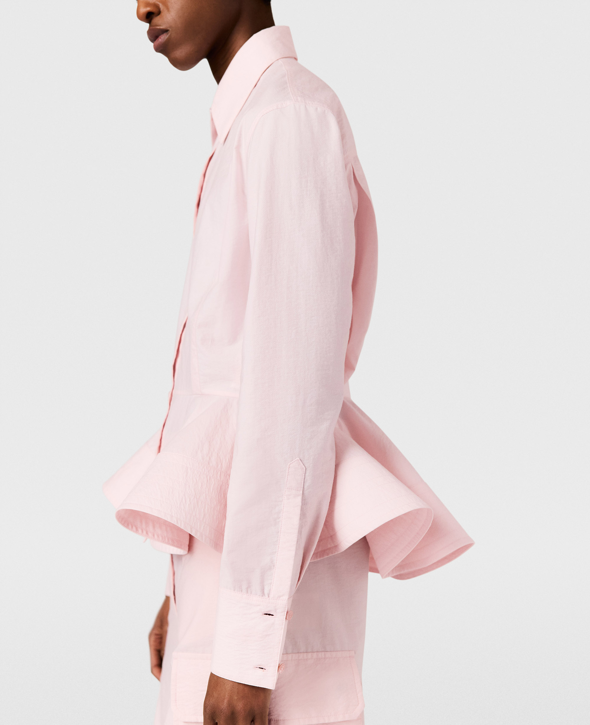 Stella McCartney - Baumwollhemd mit Schößchen, Pink, Größe: 36