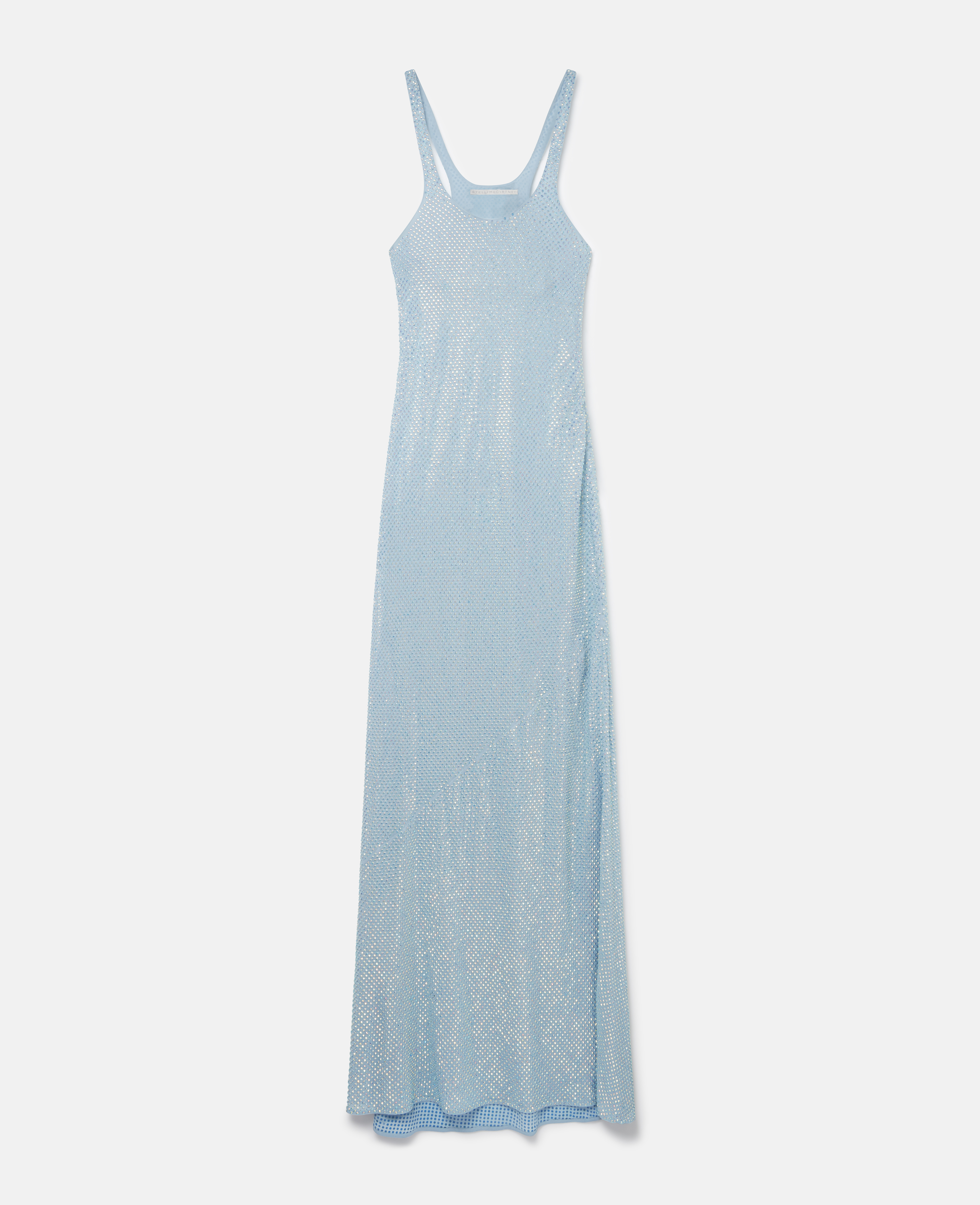 Stella Mccartney Long Racerback Dress With Crystal Embellishment In Blue