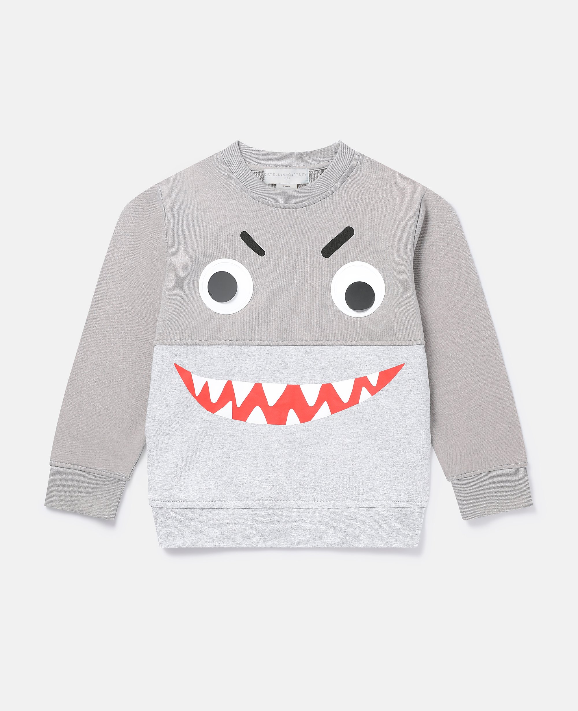 Stella Mccartney Kids' Shark Face Colourblock Sweatshirt In Gray