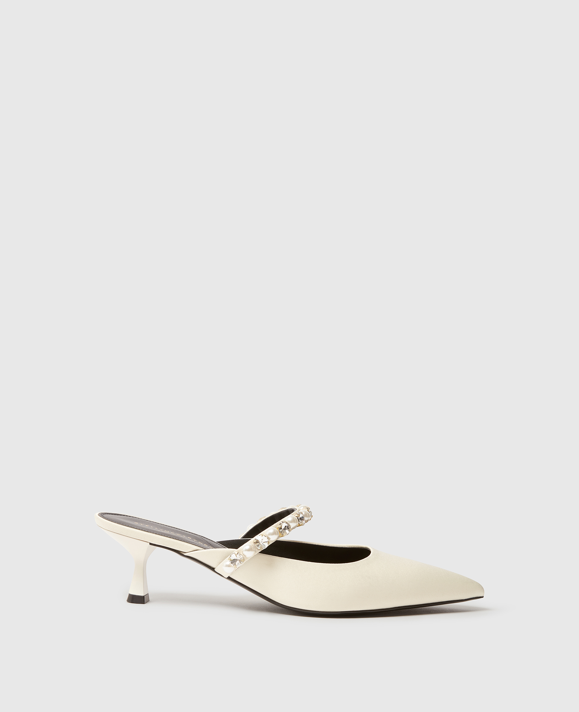 Stella McCartney - Elsa Pearl-Embellished Kitten Heels, Woman, Buttermilk, Size: 38