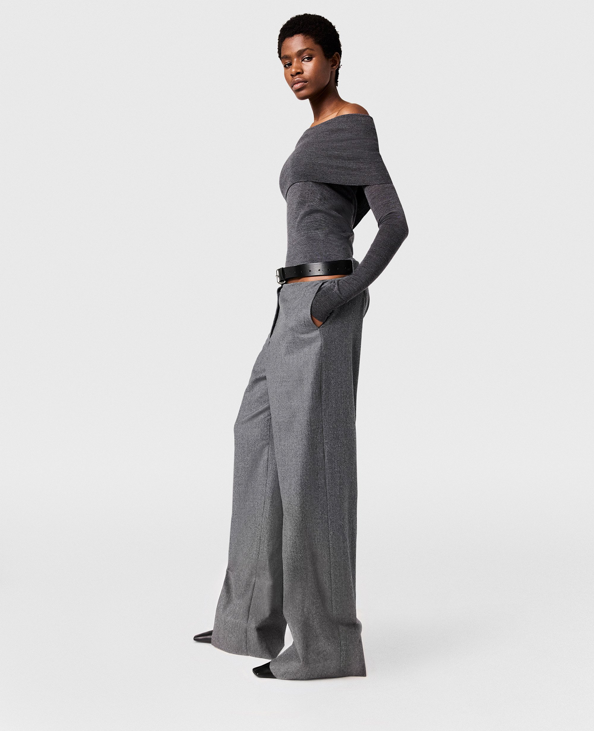 Pantalon droit en flanelle avec ceinture, , , Taille: 34 - Stella McCartney - Modalova